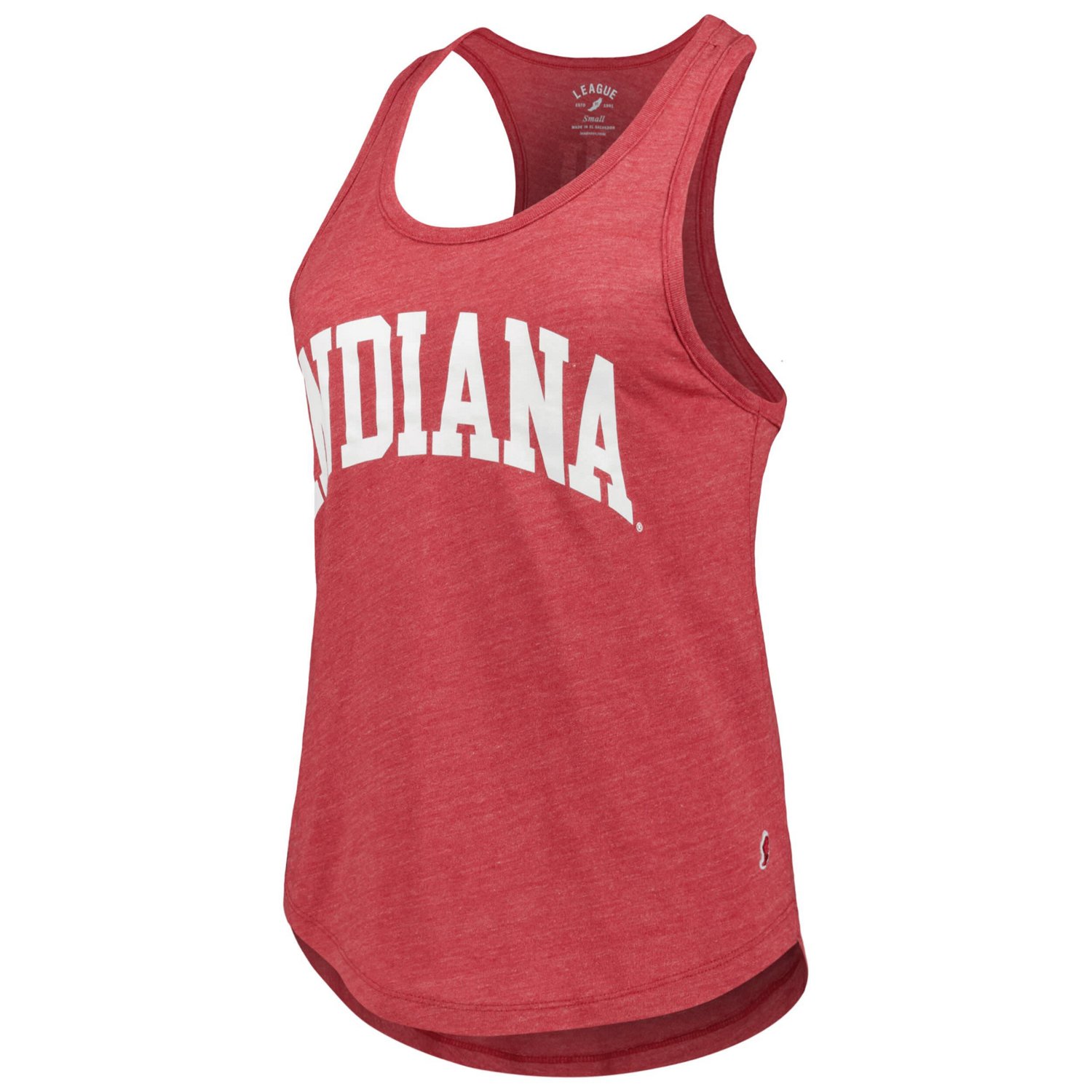 League Collegiate Wear Heather Indiana Hoosiers Two-Hit Intramural Tri-Blend Scoop Neck Racerback Tank Top - view number 2