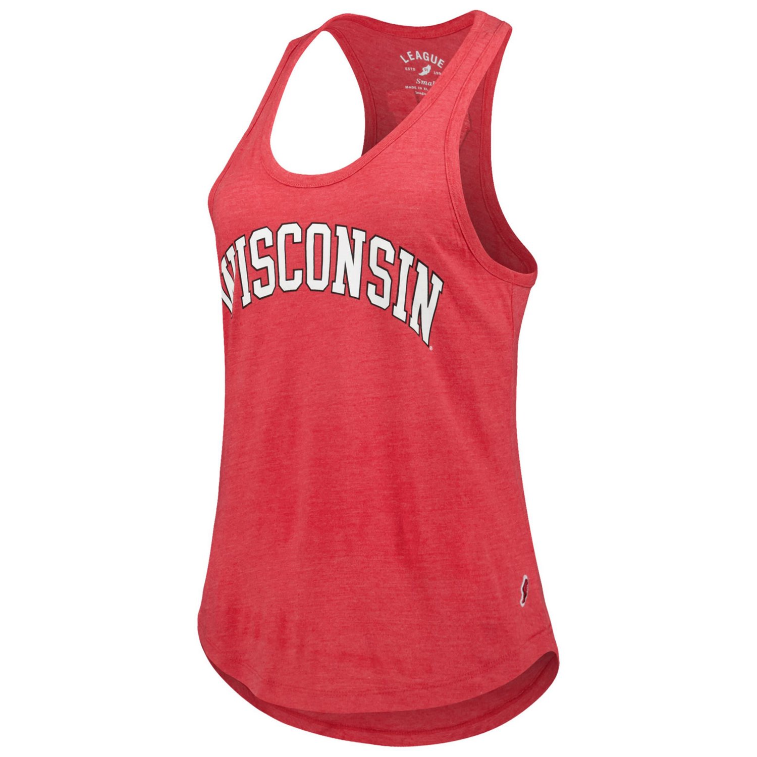 League Collegiate Wear Heather Wisconsin Badgers Two-Hit Intramural Tri-Blend Scoop Neck Racerback Tank Top - view number 2