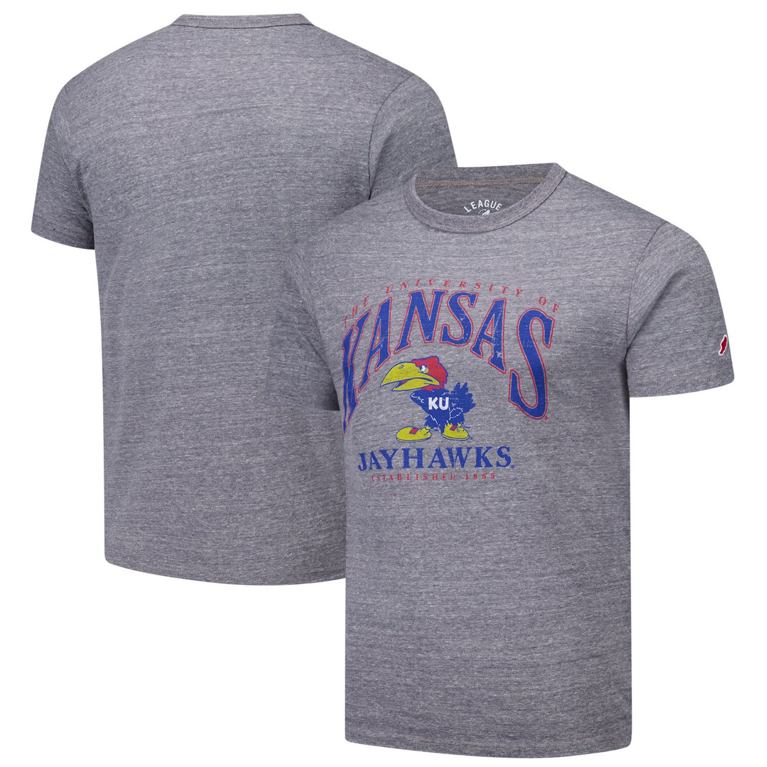 League Collegiate Wear Kansas Jayhawks Tall Arch 20 Victory Falls Tri-Blend T-Shirt - view number 1