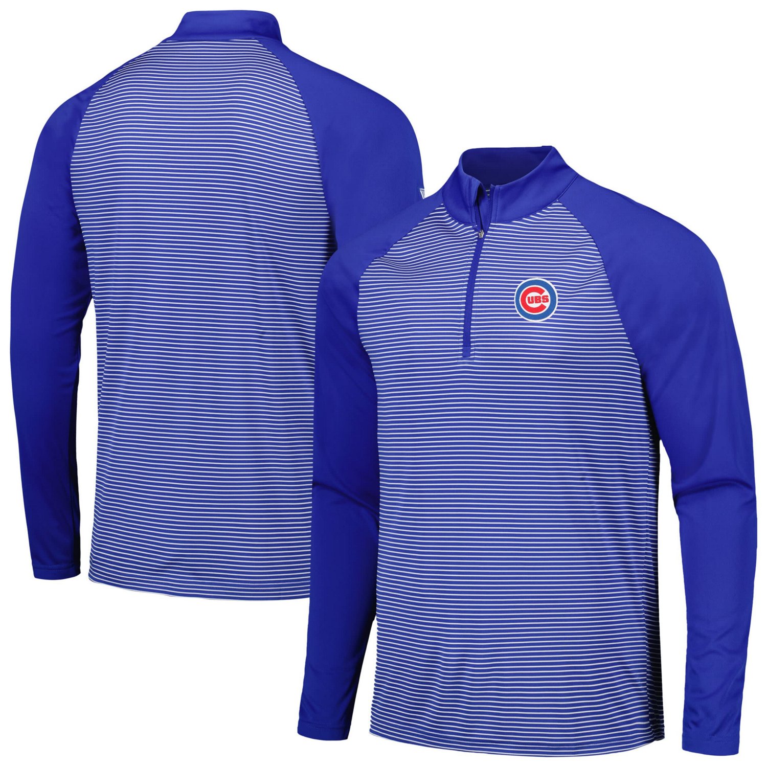 Levelwear Chicago Cubs Charter Striped Raglan Quarter-Zip Top