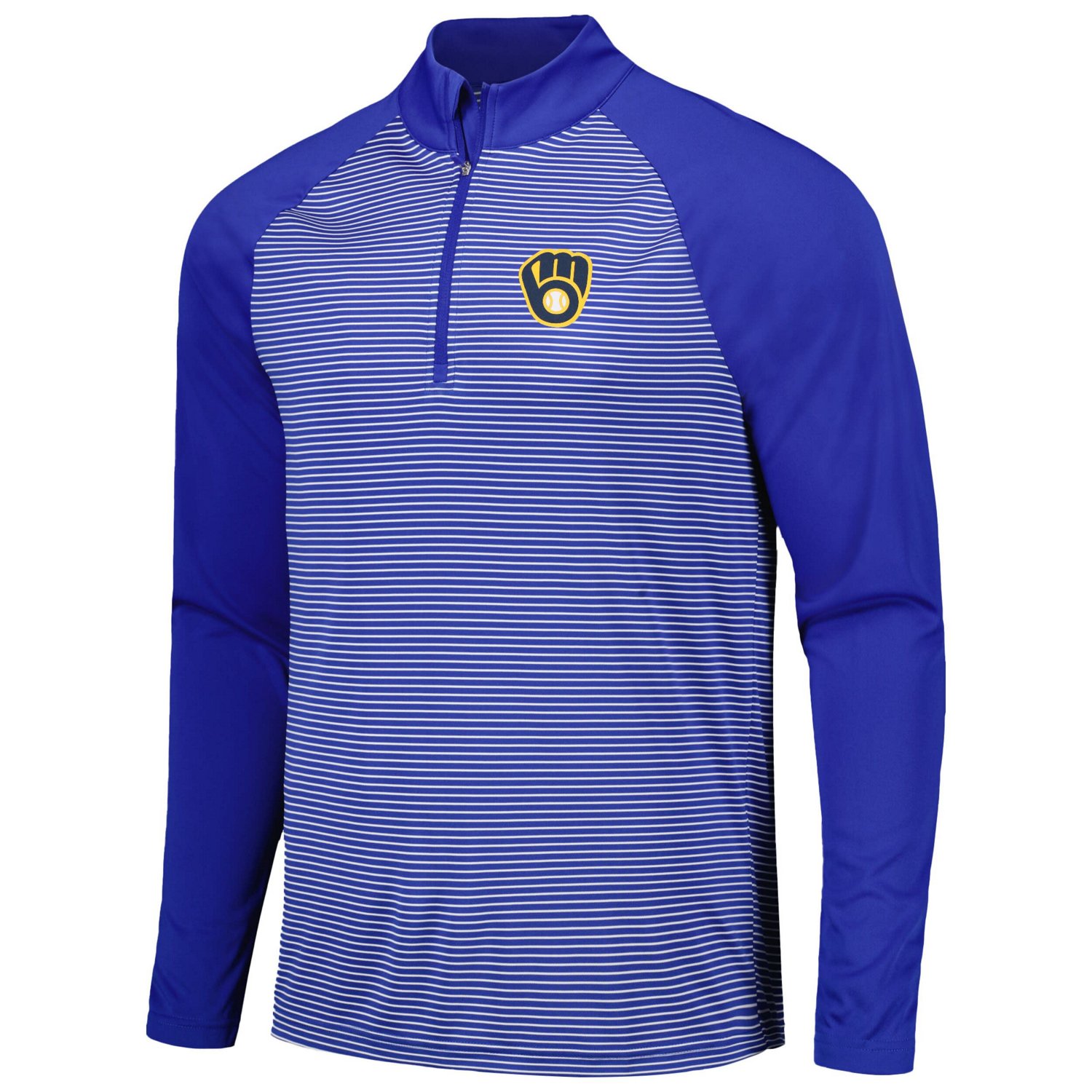 Levelwear Milwaukee Brewers Charter Striped Raglan Quarter-Zip Top - view number 2