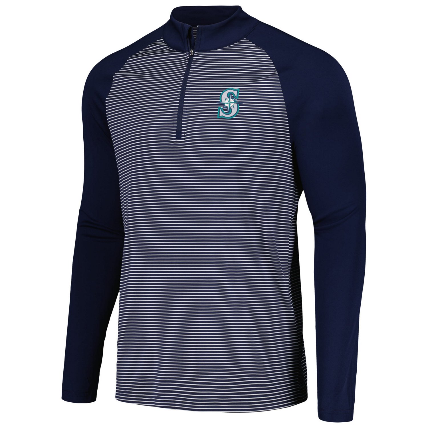 Levelwear Seattle Mariners Charter Striped Raglan Quarter-Zip Top - view number 2