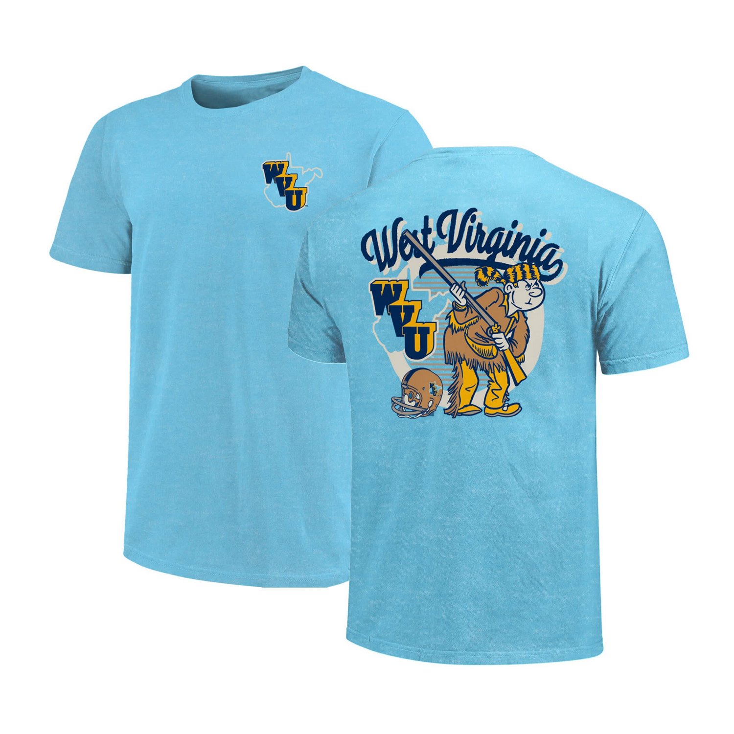 Light West Virginia Mountaineers Throwback Retro Badge Script T-Shirt