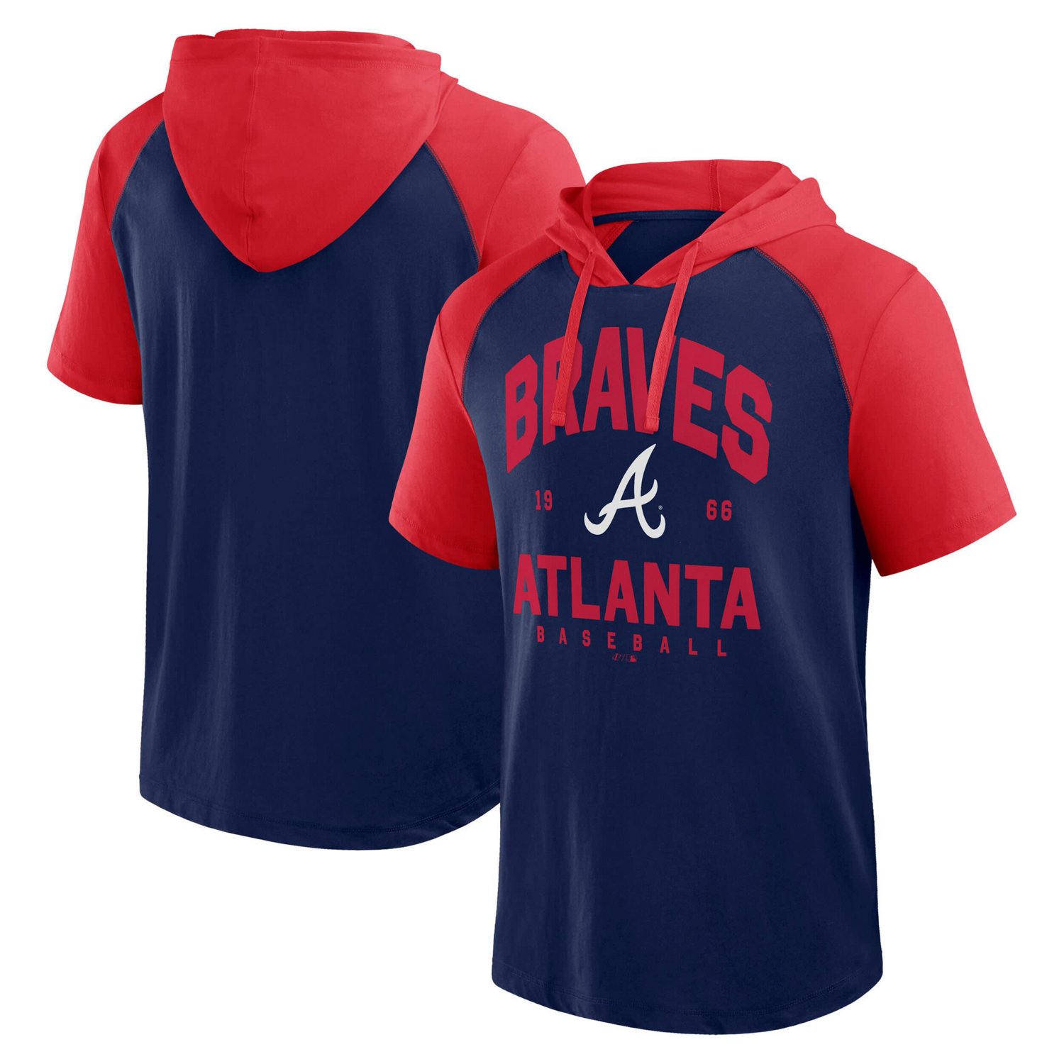 Logo Athletic Atlanta Braves Prime Raglan Short Sleeve Hoodie T-Shirt