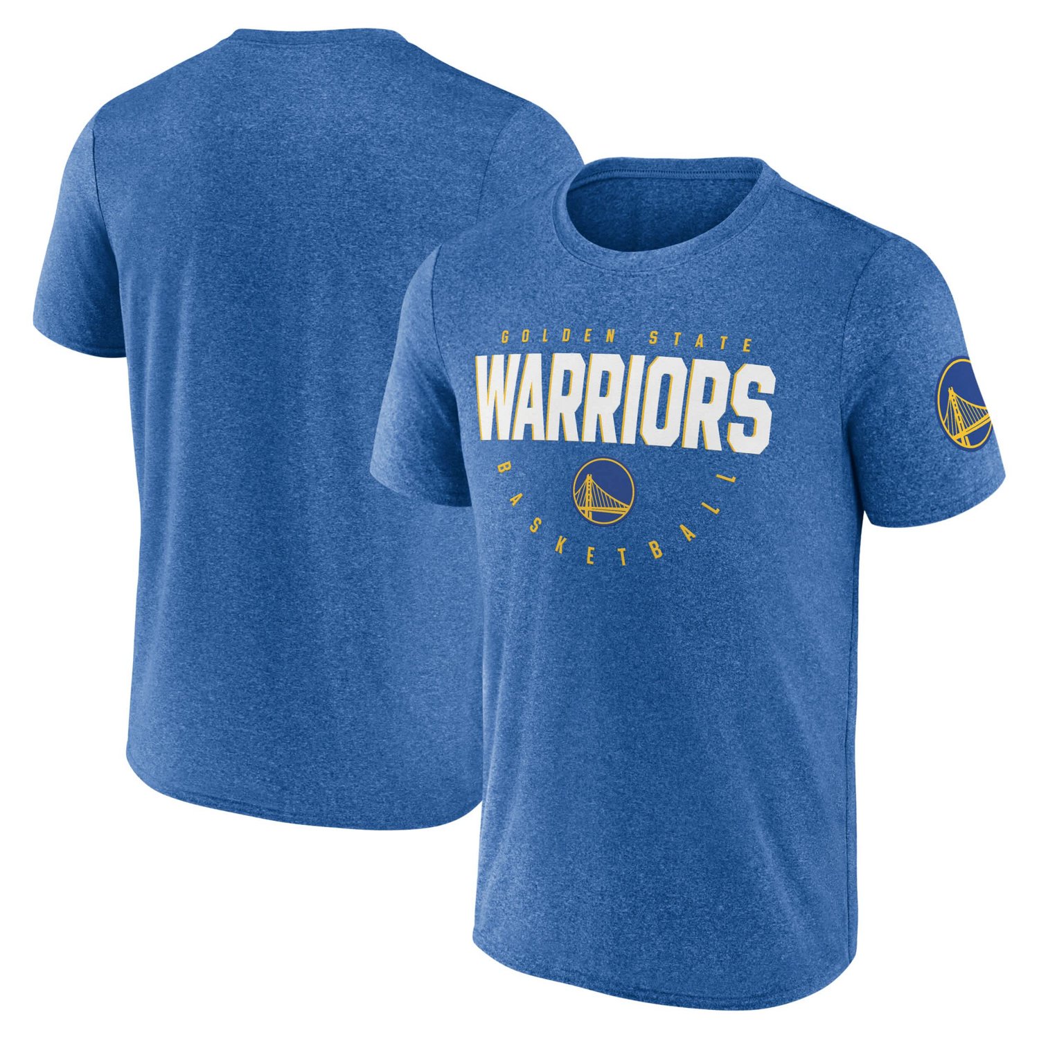 Logo Athletic Heather Golden State Warriors Block Practice Performance T-Shirt