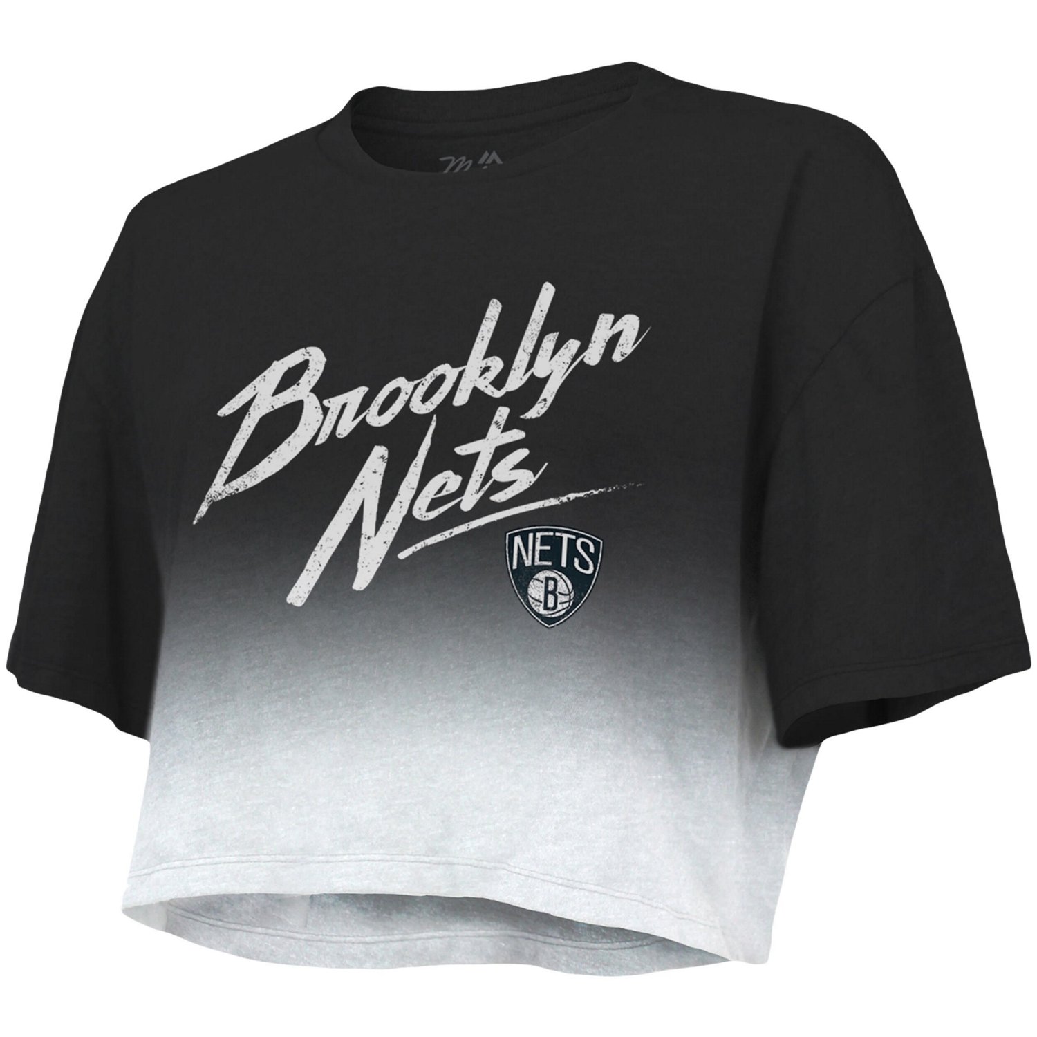 Majestic Threads /White Brooklyn Nets Dirty Dribble Tri-Blend Cropped T-Shirt                                                    - view number 2