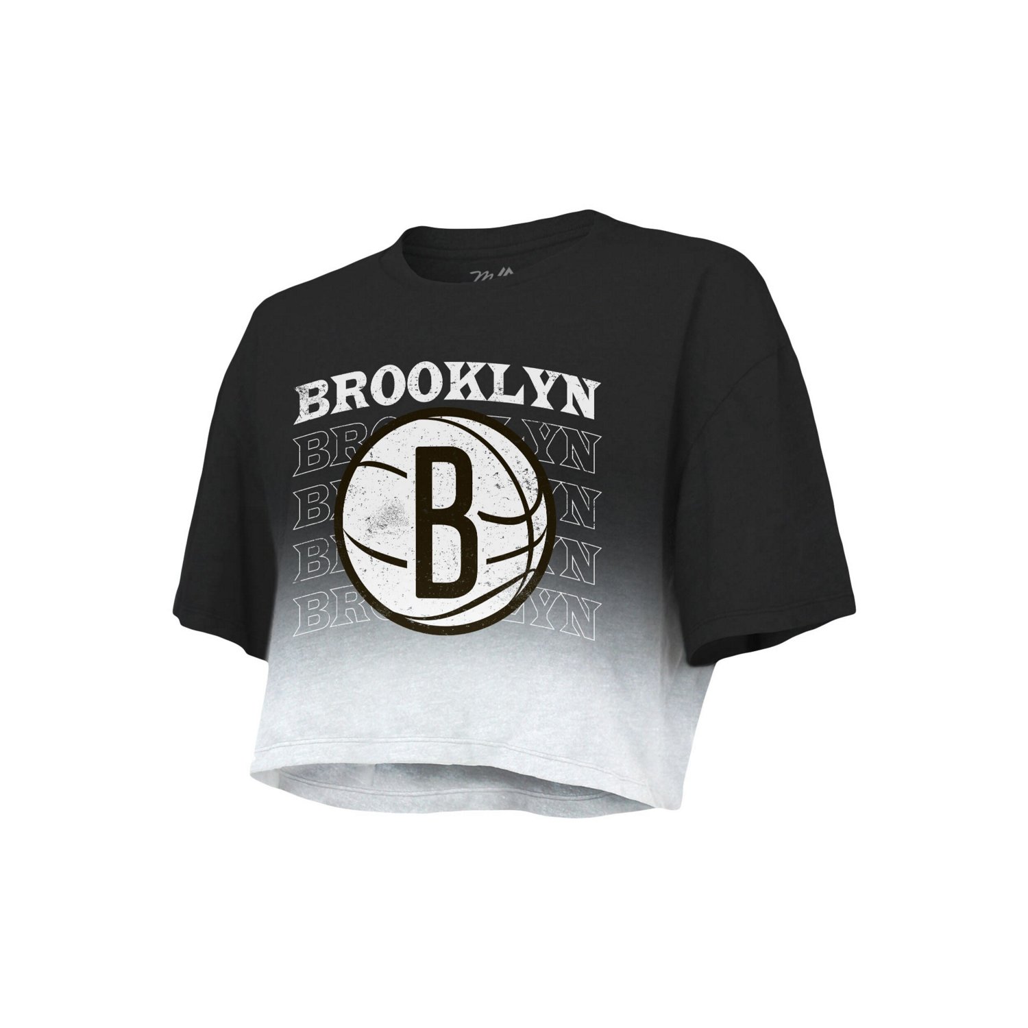 Majestic Threads /White Brooklyn Nets Repeat Dip-Dye Cropped T-Shirt                                                             - view number 2