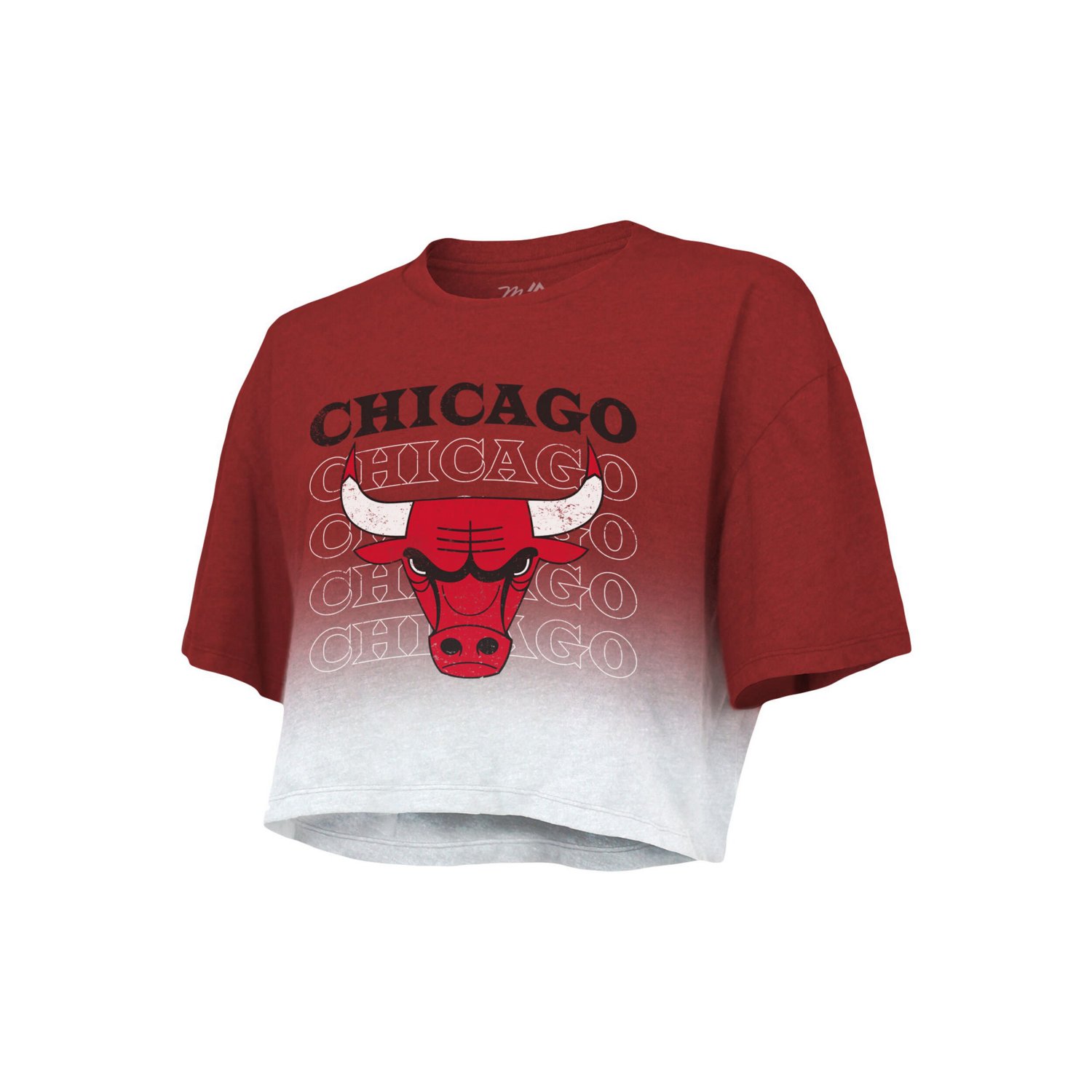 Majestic Threads /White Chicago Bulls Repeat Dip-Dye Cropped T-Shirt                                                             - view number 2