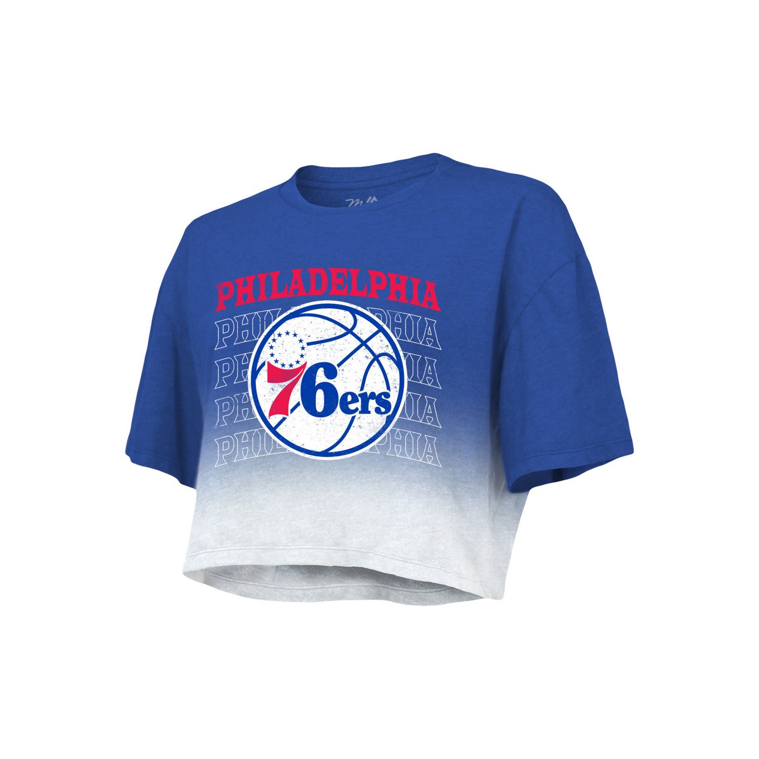 Majestic Threads /White Philadelphia 76ers Repeat Dip-Dye Cropped T-Shirt                                                        - view number 2