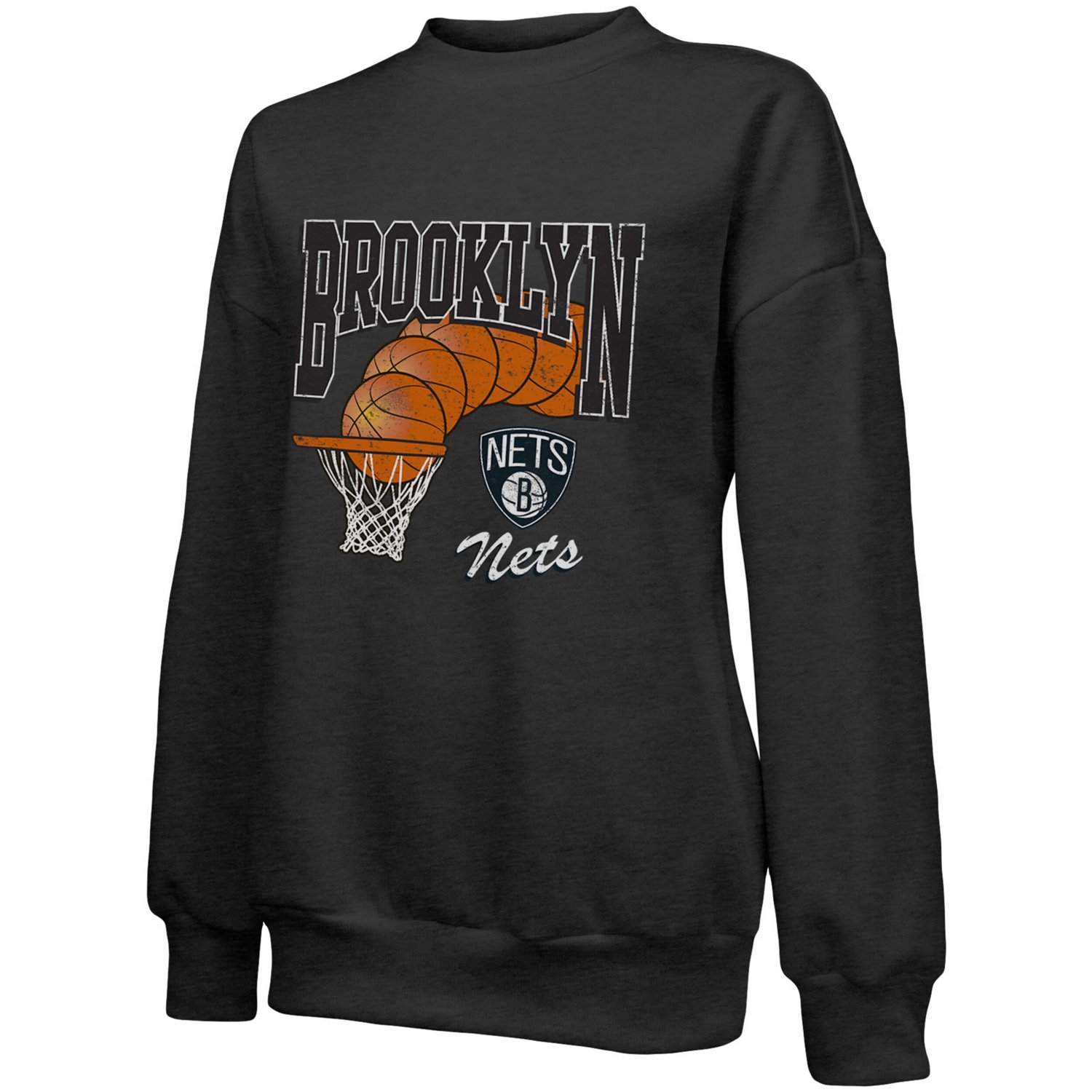 Majestic Threads Brooklyn Nets Bank Shot Pullover Tri-Blend Sweatshirt                                                           - view number 2