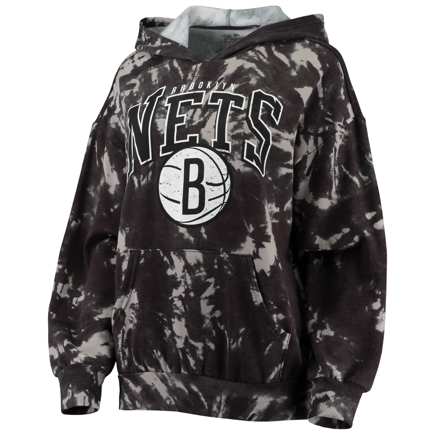 Majestic Threads Brooklyn Nets Burble Tie-Dye Tri-Blend Pullover Hoodie                                                          - view number 2