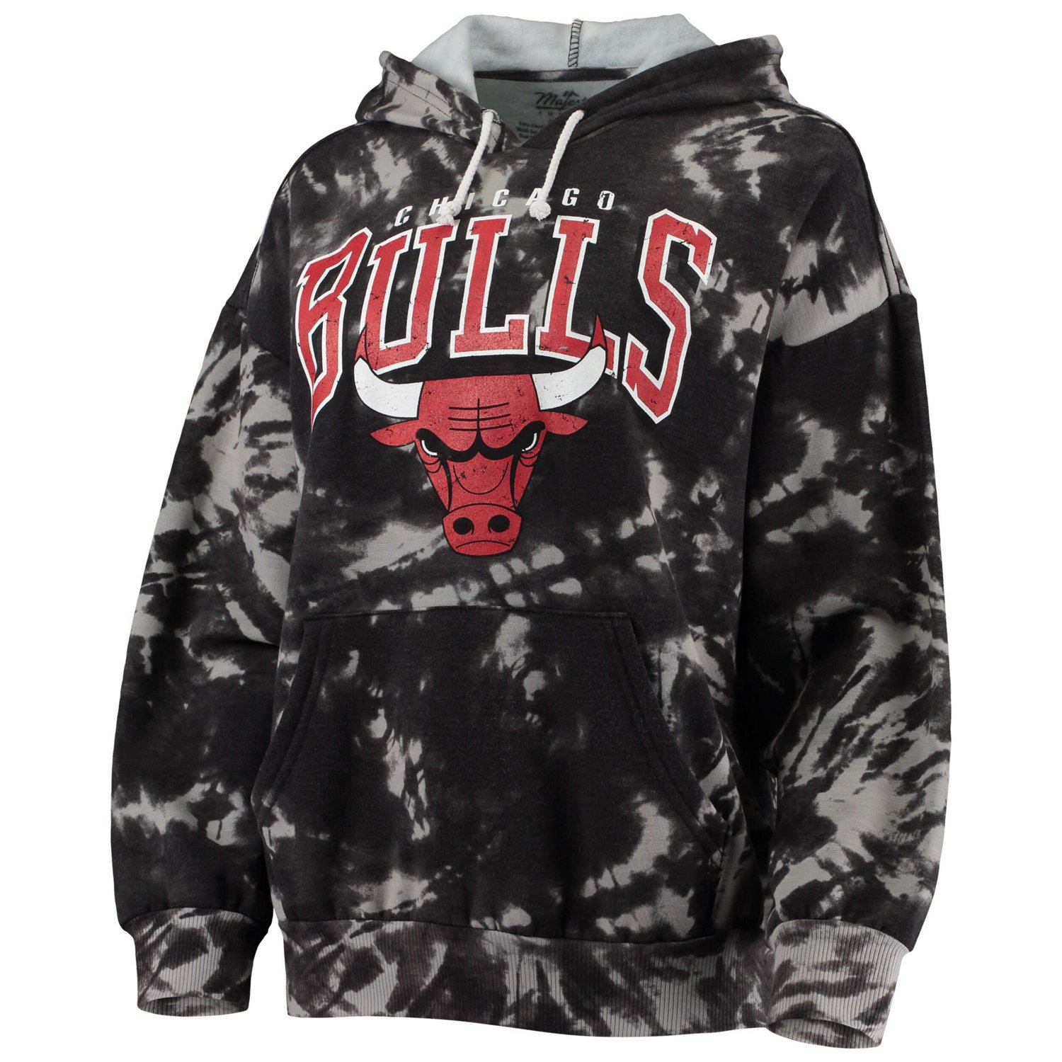 Majestic Threads Chicago Bulls Burble Tie-Dye Tri-Blend Pullover Hoodie                                                          - view number 2