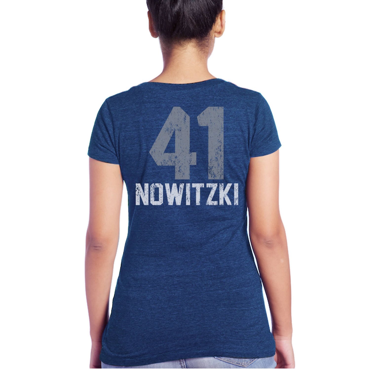 Majestic Threads Dirk Nowitzki Dallas Mavericks Name  Number Tri-Blend T-Shirt                                                   - view number 3