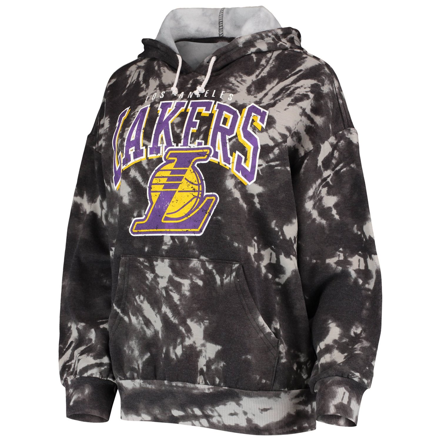Majestic Threads Los Angeles Lakers Burble Tie-Dye Tri-Blend Pullover Hoodie