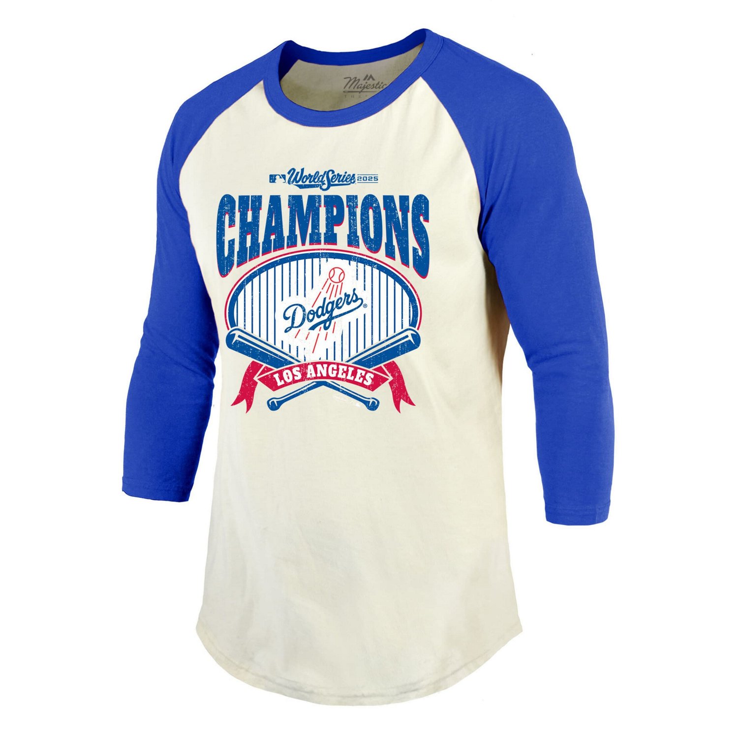 Majestic Threads Royal Los Angeles Dodgers 2025 World Series Champions Raglan Softhand 3 4-Sleeve T-Shirt - view number 2