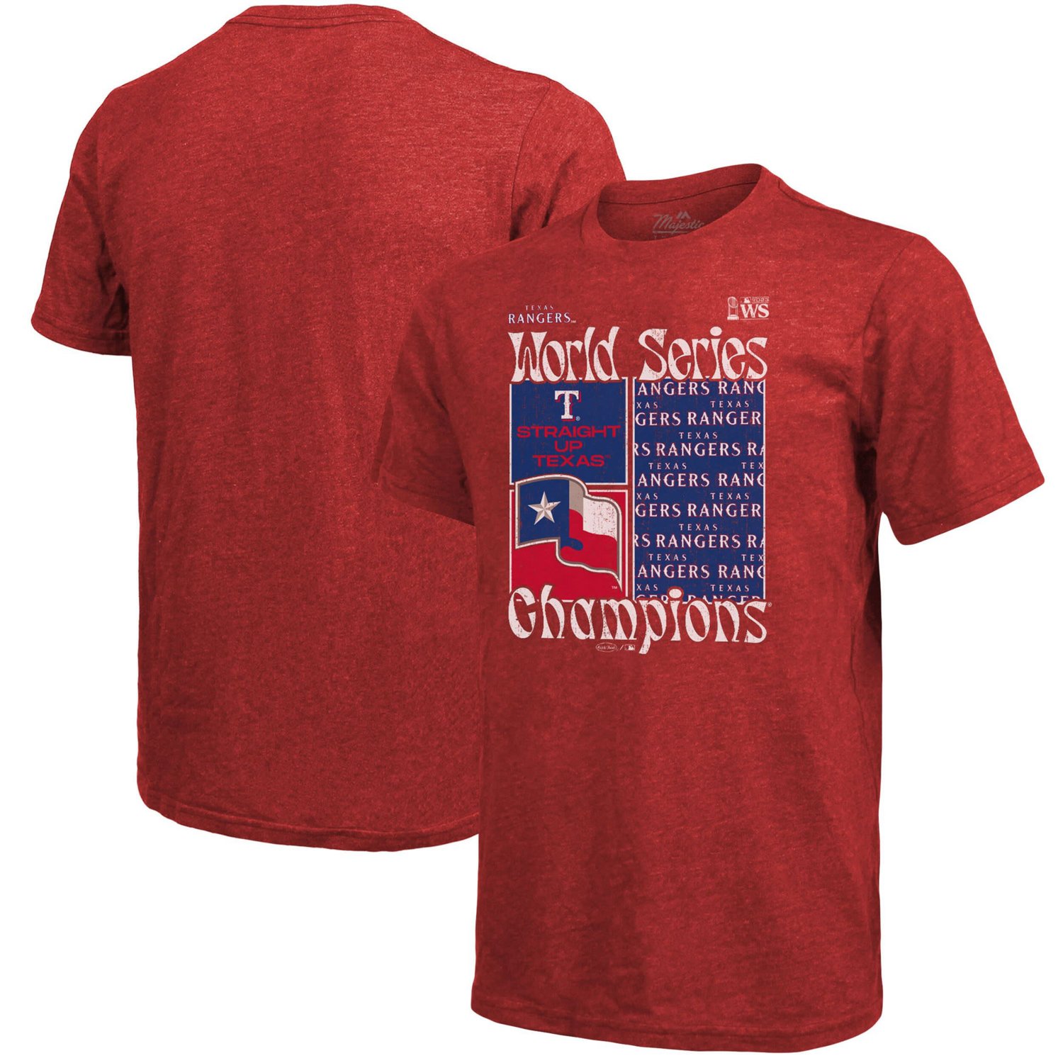 Majestic Threads Texas Rangers 2023 World Series Champions Square Logo T-Shirt