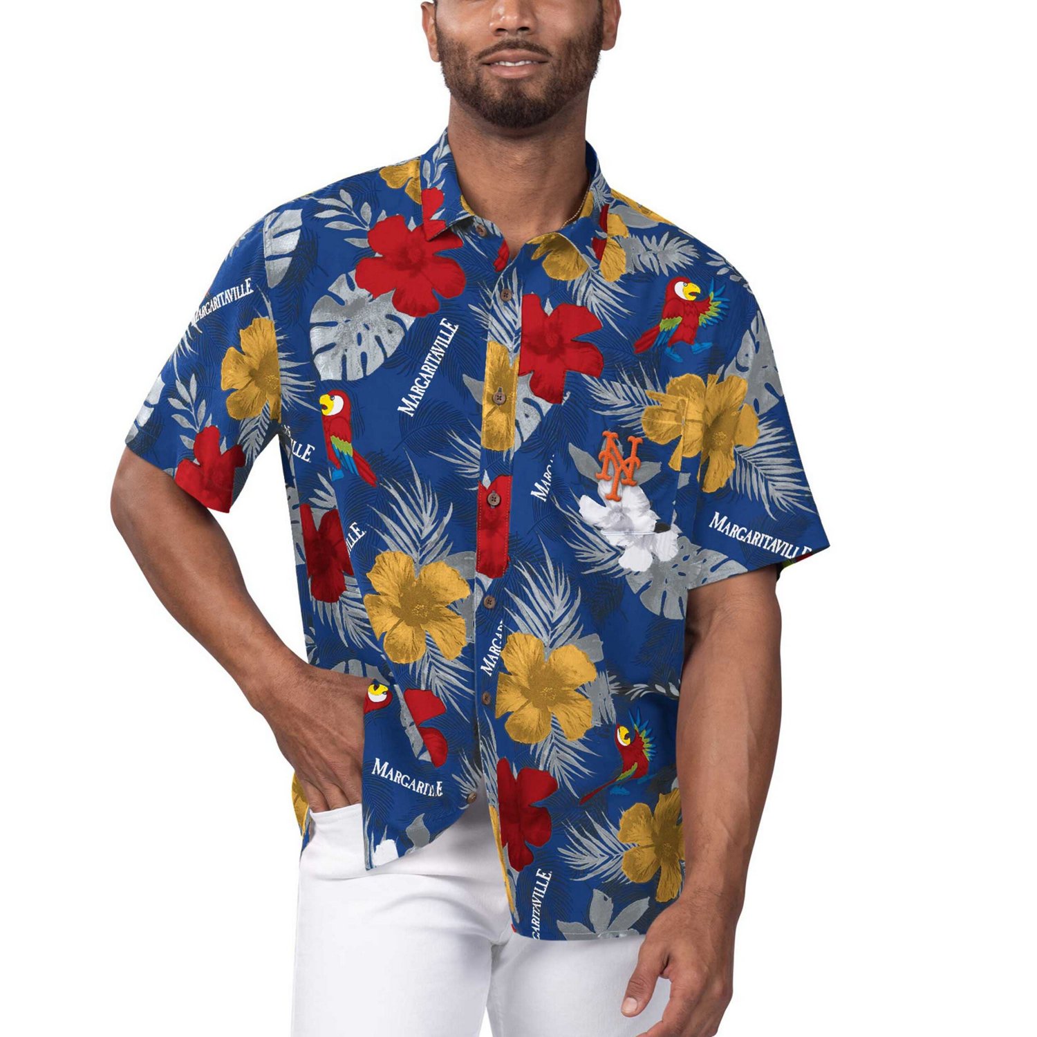 Margaritaville New York Mets Island Life Floral Party Button-Up Shirt