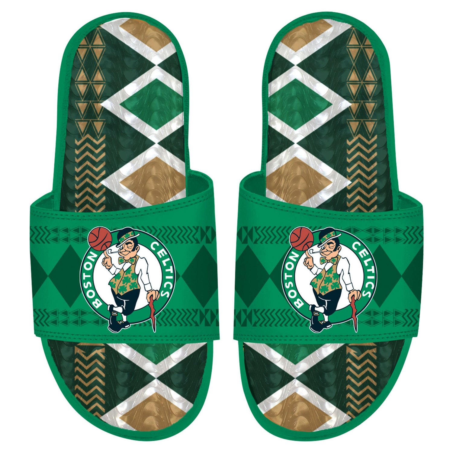 Men's ISlide Kelly Boston Celtics Shooting Touch Rwanda Pattern Gel Slide Sandals - view number 1