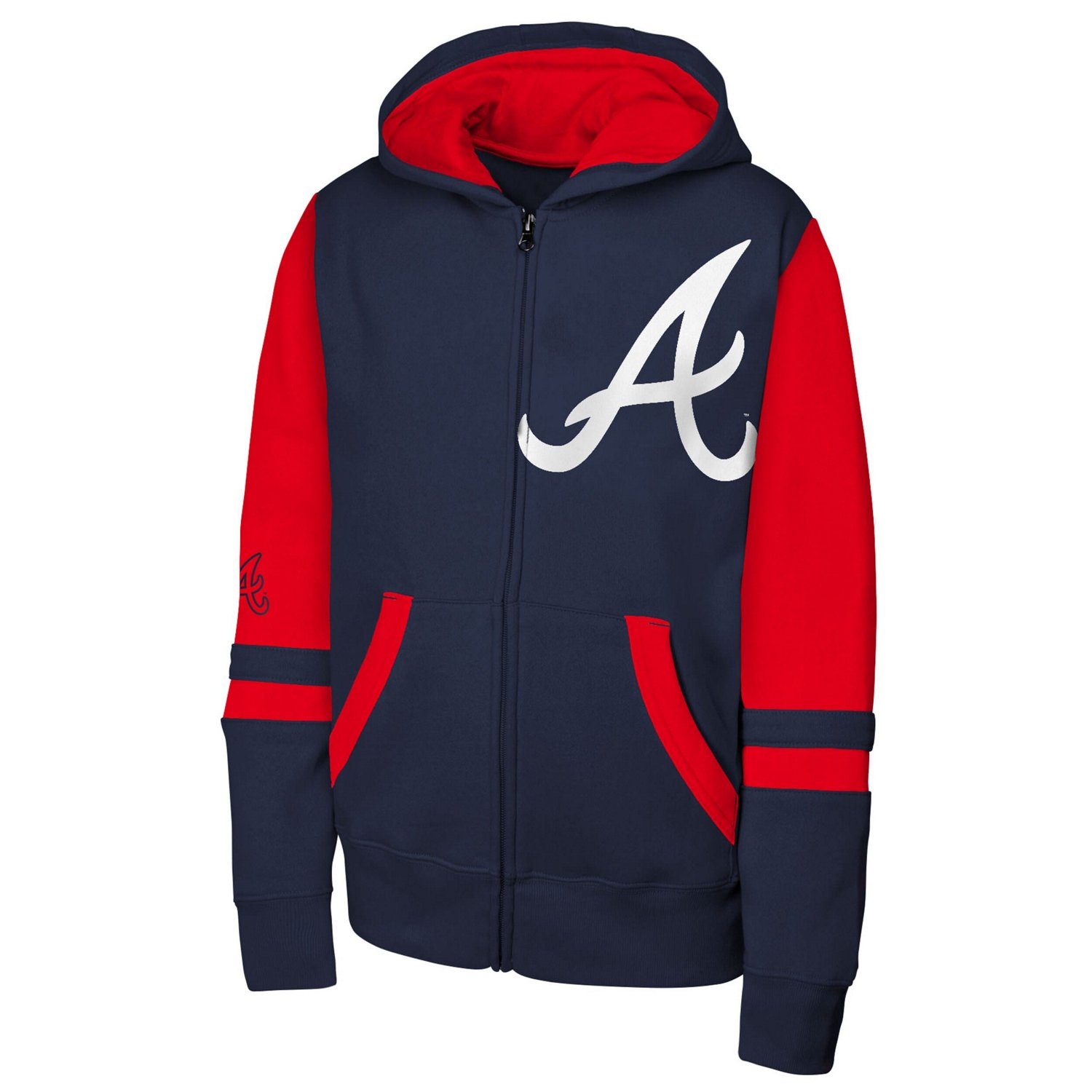 Men's Outerstuff Atlanta Braves Stadium Colorblock Full-Zip Hoodie - view number 2