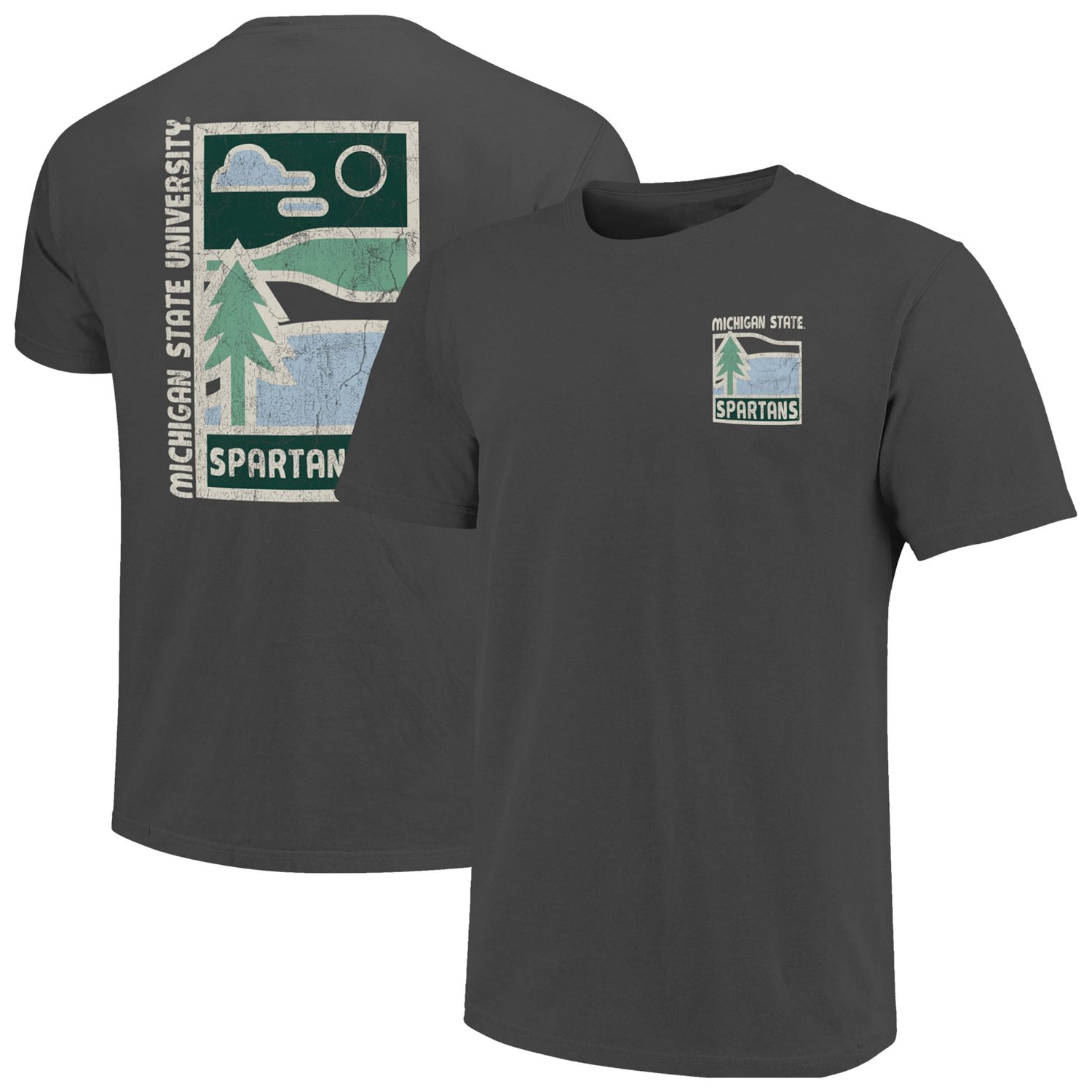 Michigan State Spartans Comfort Colors Minimal Vista Distressed Graphics T-Shirt