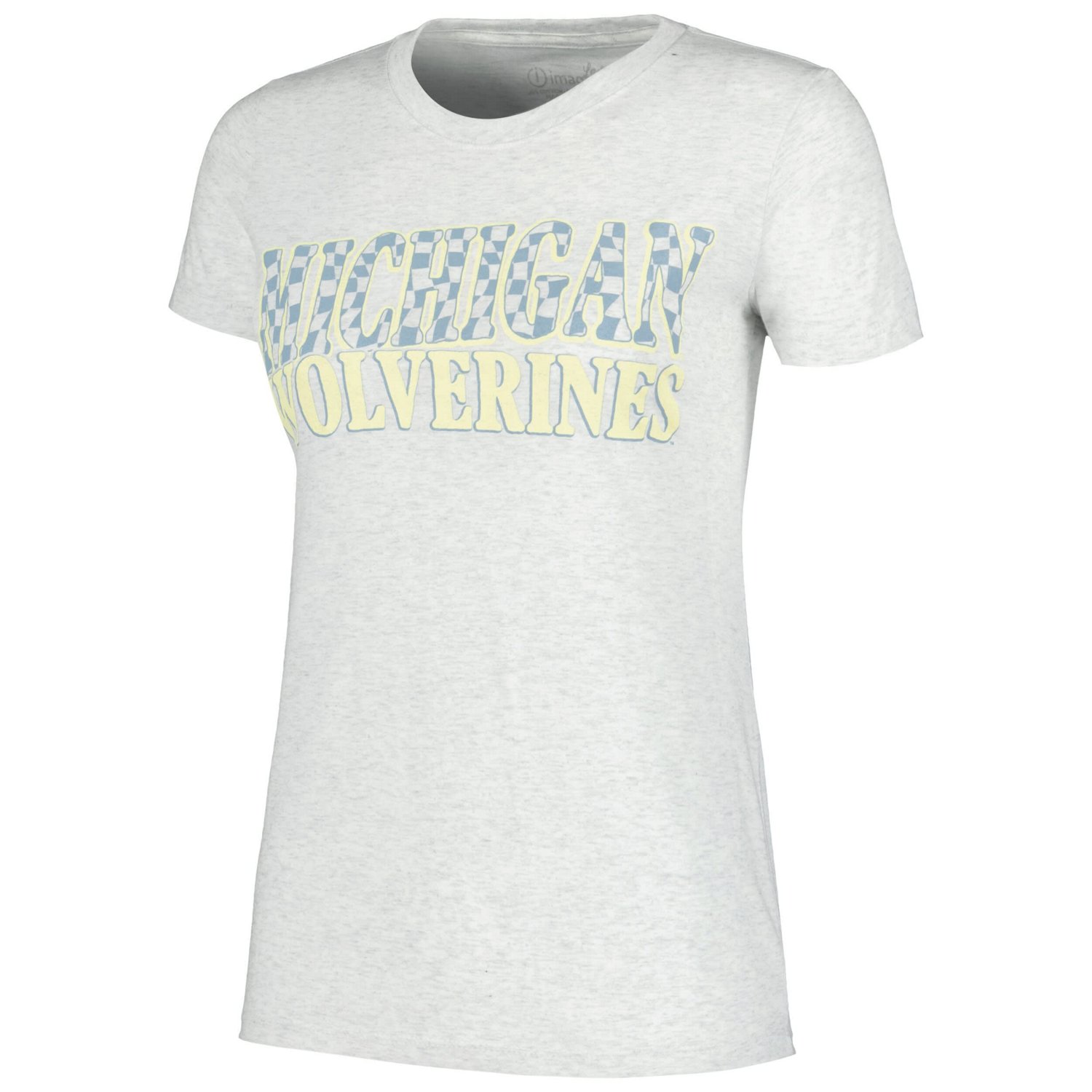 Michigan Wolverines Checkered Team Name Wavy Tri-Blend T-Shirt - view number 2