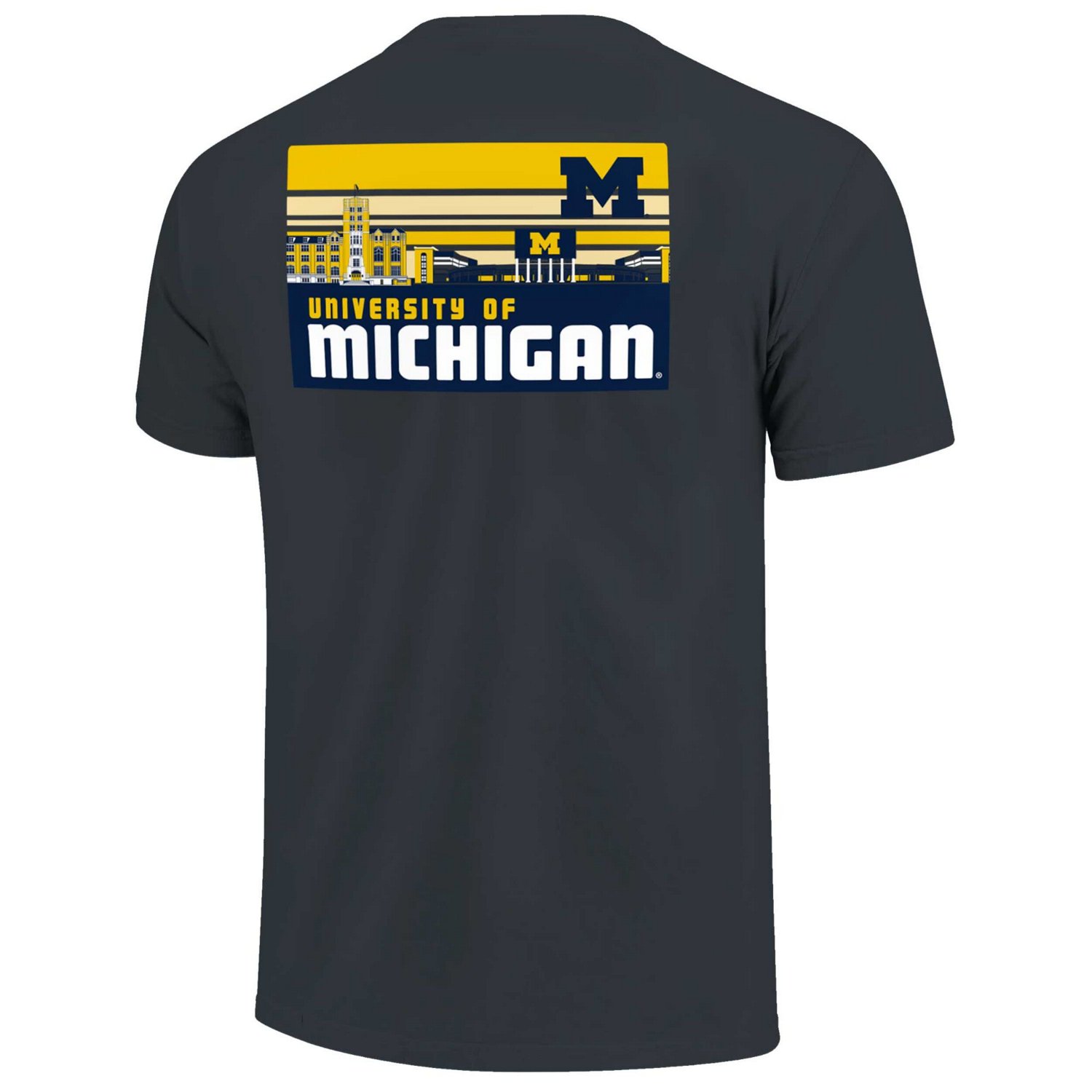 Michigan Wolverines Striped Campus Skyline T-Shirt - view number 3