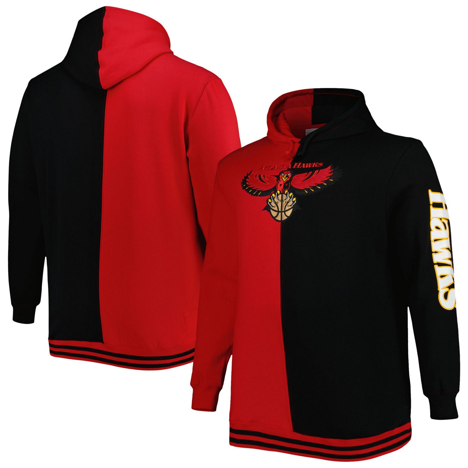 Mitchell  Ness /Black Atlanta Hawks Big  Tall Hardwood Classics Split Pullover Hoodie                                            - view number 1