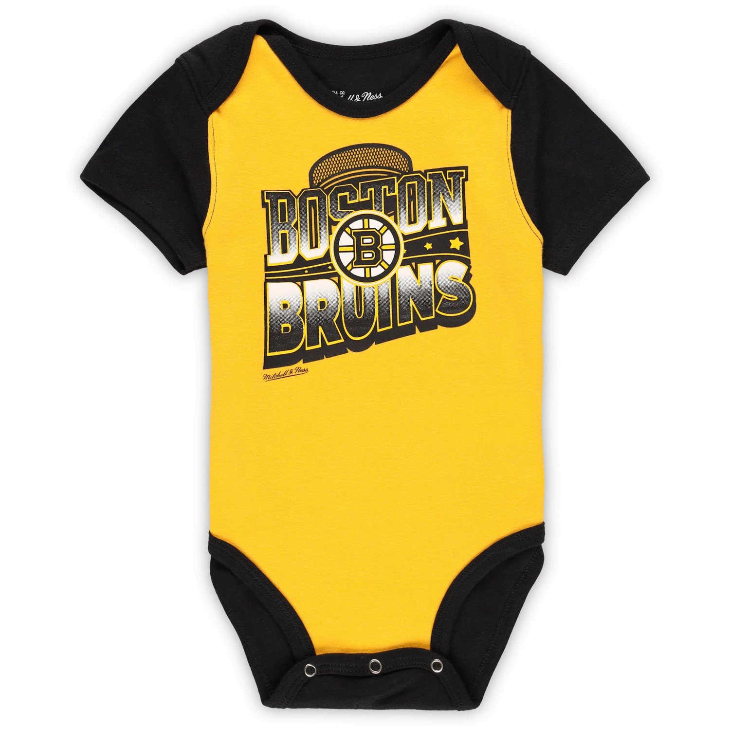 Mitchell  Ness /Black Boston Bruins Big Score 3-Pack Bodysuit Bib and Bootie Set                                                 - view number 2