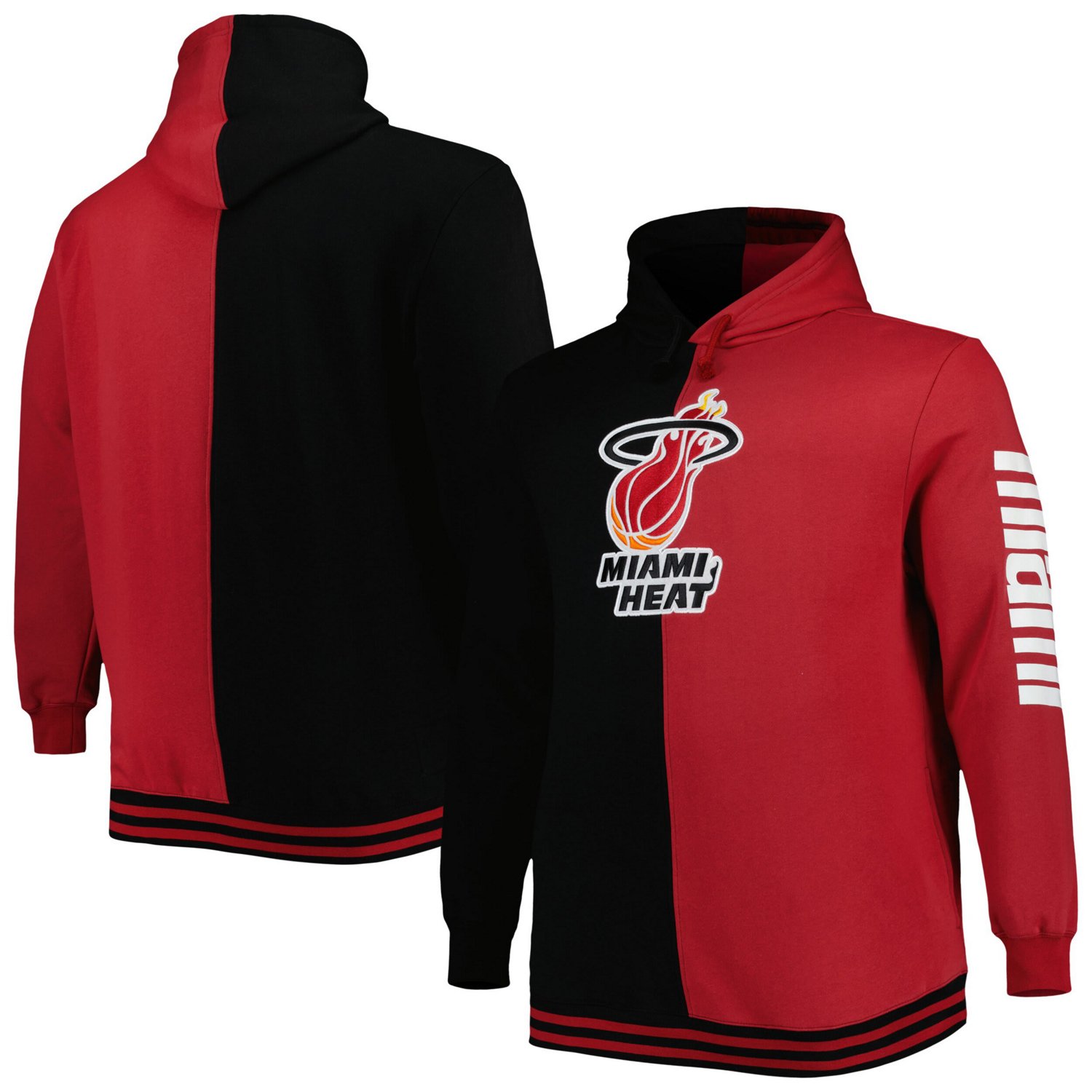 Mitchell  Ness /Red Miami Heat Big  Tall Hardwood Classics Split Pullover Hoodie                                                 - view number 1