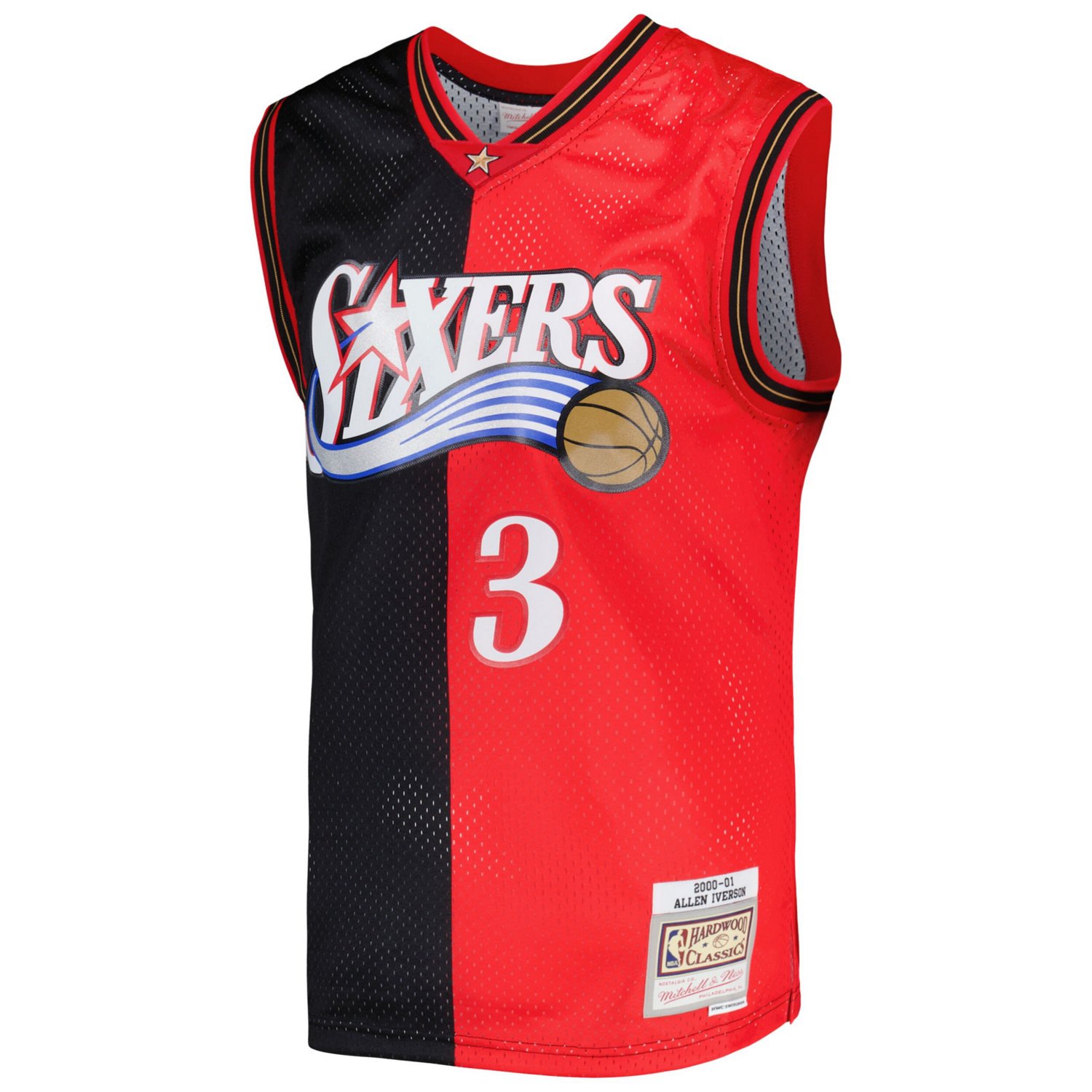Mitchell  Ness Allen Iverson /Red Philadelphia 76ers Hardwood Classics 2000/01 Split Swingman Jersey