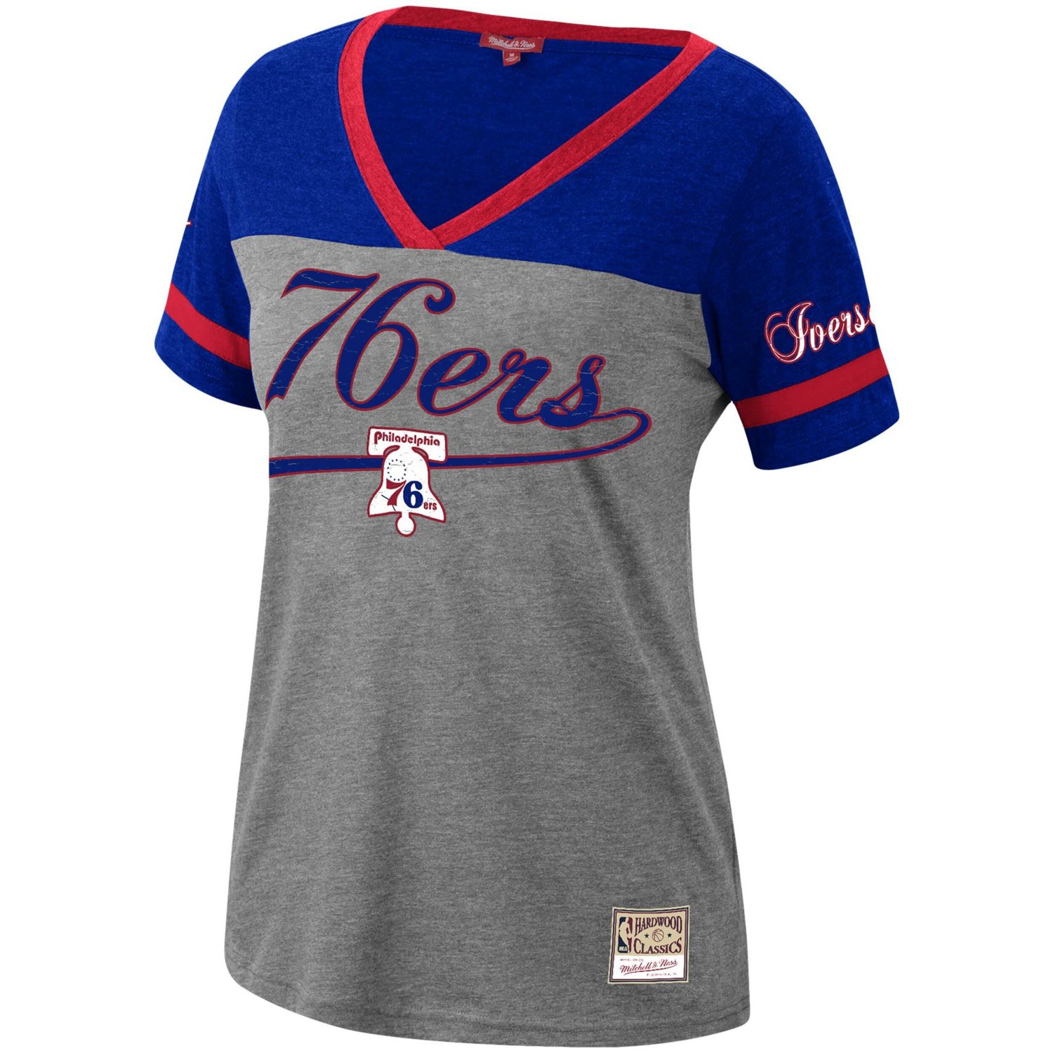 Mitchell  Ness Allen Iverson Heathered Charcoal Philadelphia 76ers Team Captain V-Neck T-Shirt                                   - view number 2