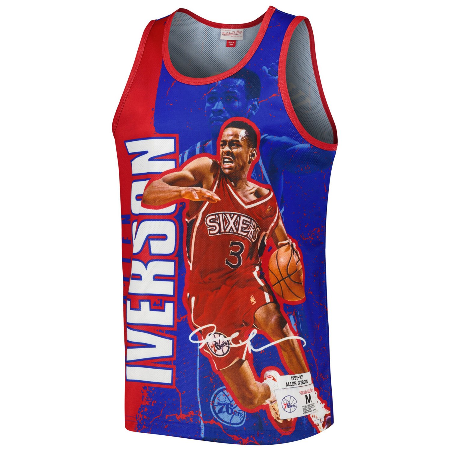 Mitchell  Ness Allen Iverson Philadelphia 76ers 1996-97 Hardwood Classics Player Burst Tank Top