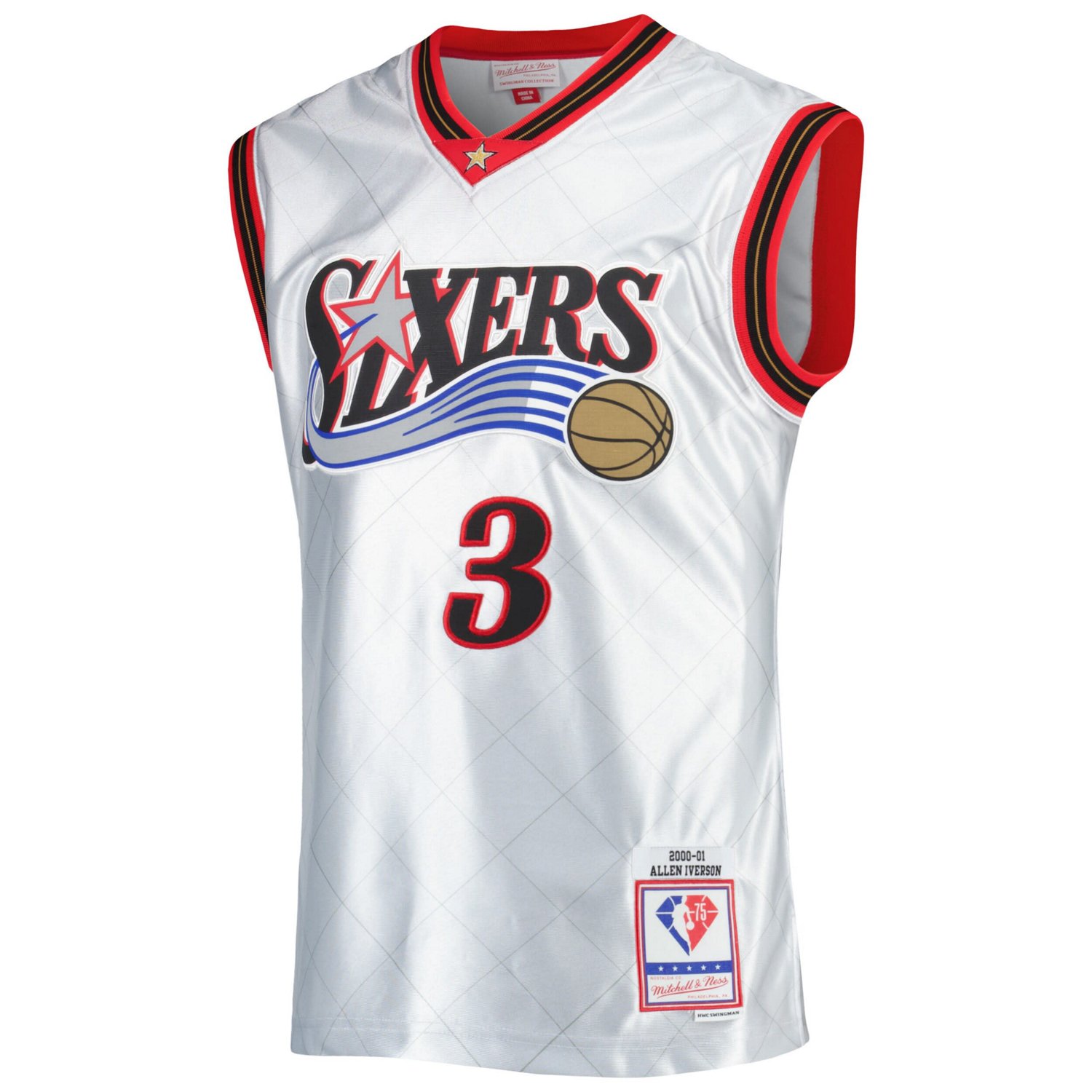 Mitchell  Ness Allen Iverson Philadelphia 76ers 2000/01 Hardwood Classics 75th Anniversary Swingman Jersey                       - view number 2