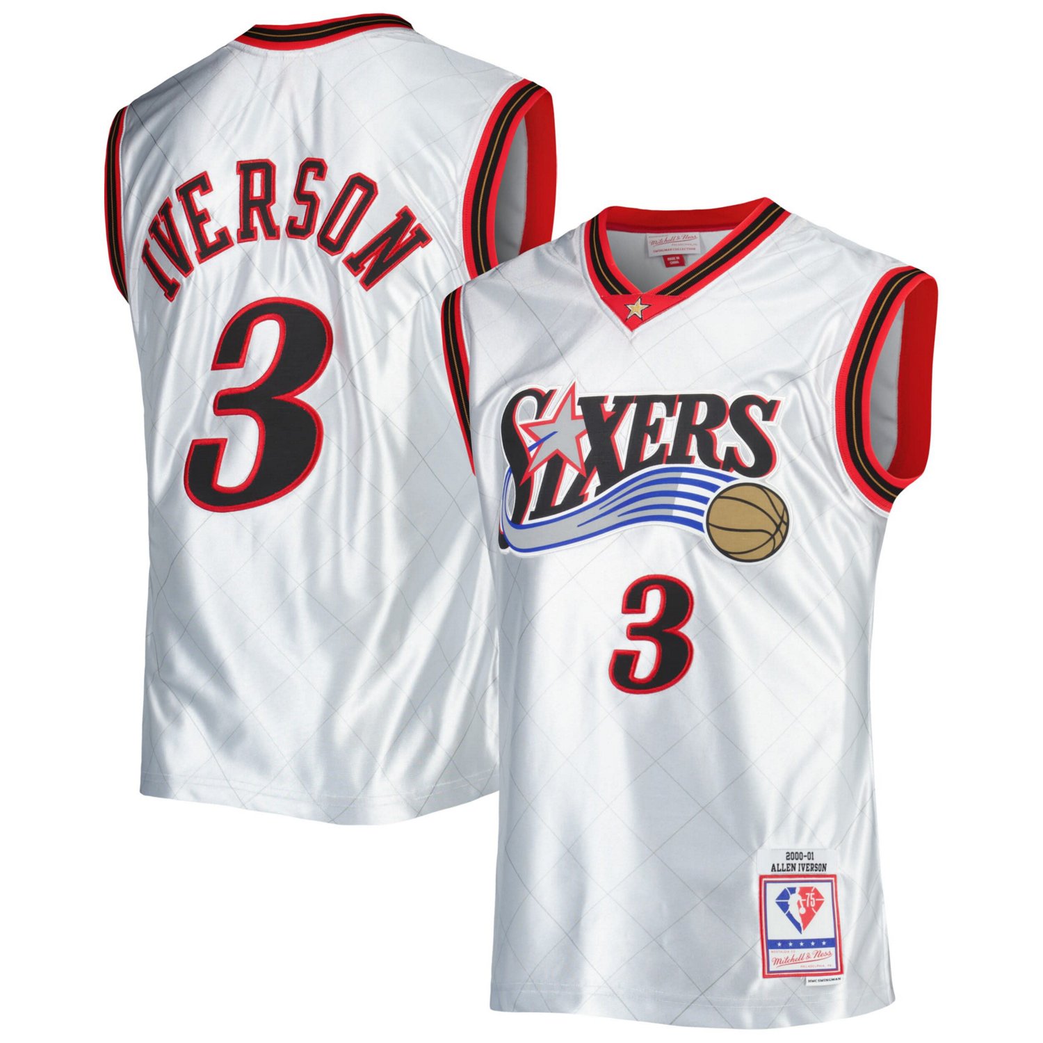 Mitchell  Ness Allen Iverson Philadelphia 76ers 2000/01 Hardwood Classics 75th Anniversary Swingman Jersey