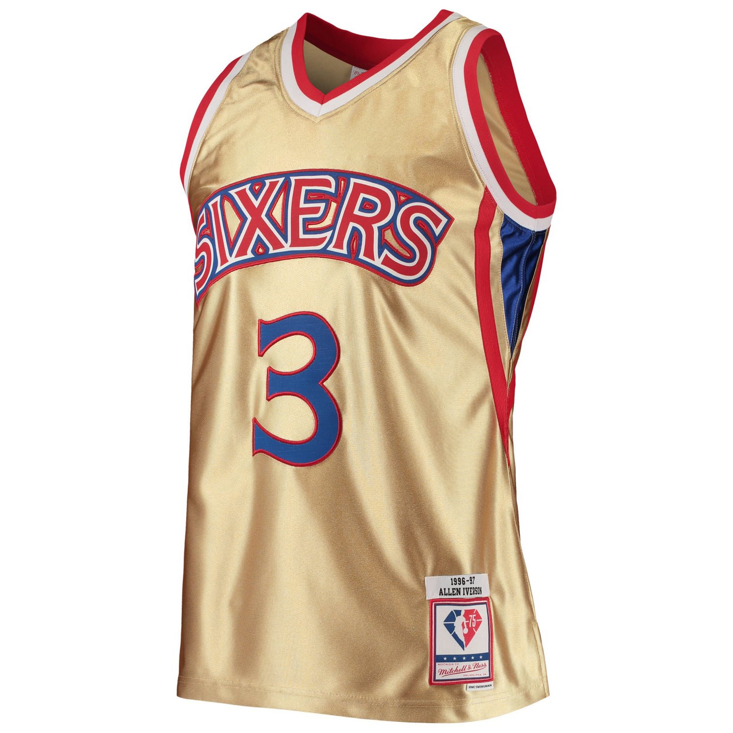 Mitchell  Ness Allen Iverson Philadelphia 76ers 75th Anniversary 1996/97 Hardwood Classics Swingman Jersey                       - view number 2