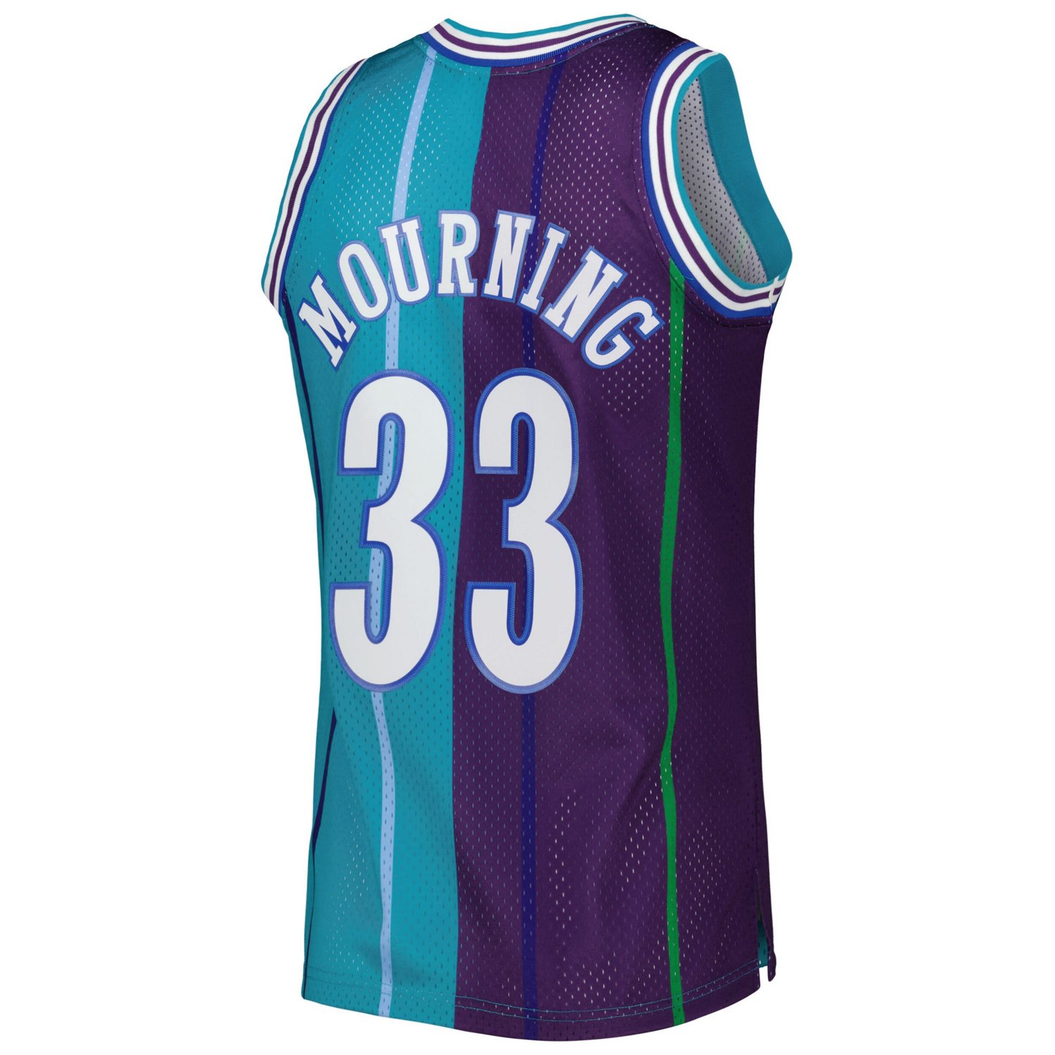 Mitchell  Ness Alonzo Mourning /Purple Charlotte Hornets Hardwood Classics 1992/93 Split Swingman Jersey                         - view number 3