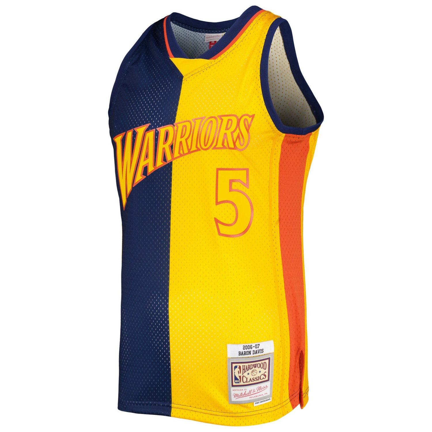 Mitchell  Ness Baron Davis /Gold Golden State Warriors Hardwood Classics 2006/07 Split Swingman Jersey