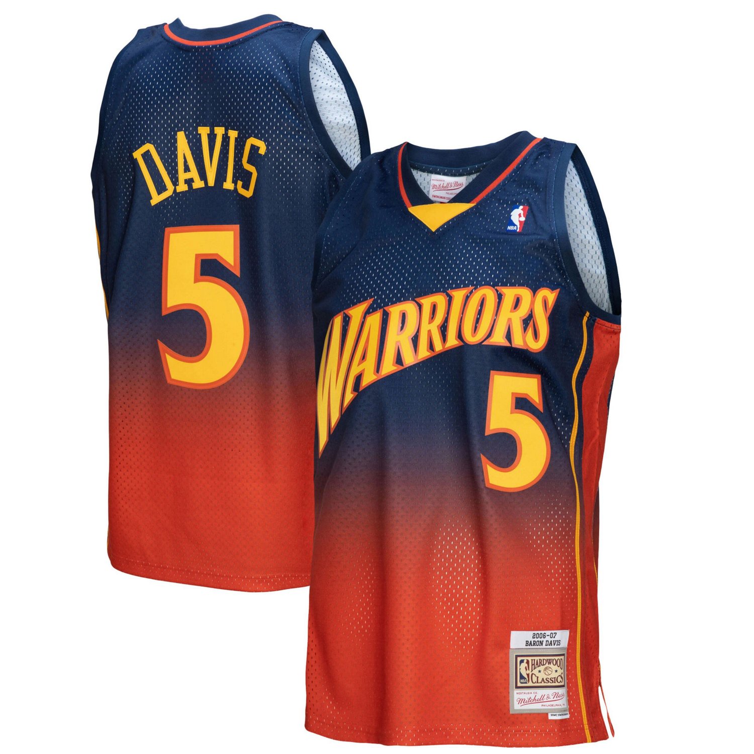 Mitchell  Ness Baron Davis /Orange Golden State Warriors 2006/07 Hardwood Classics Fadeaway Swingman Player Jersey               - view number 1