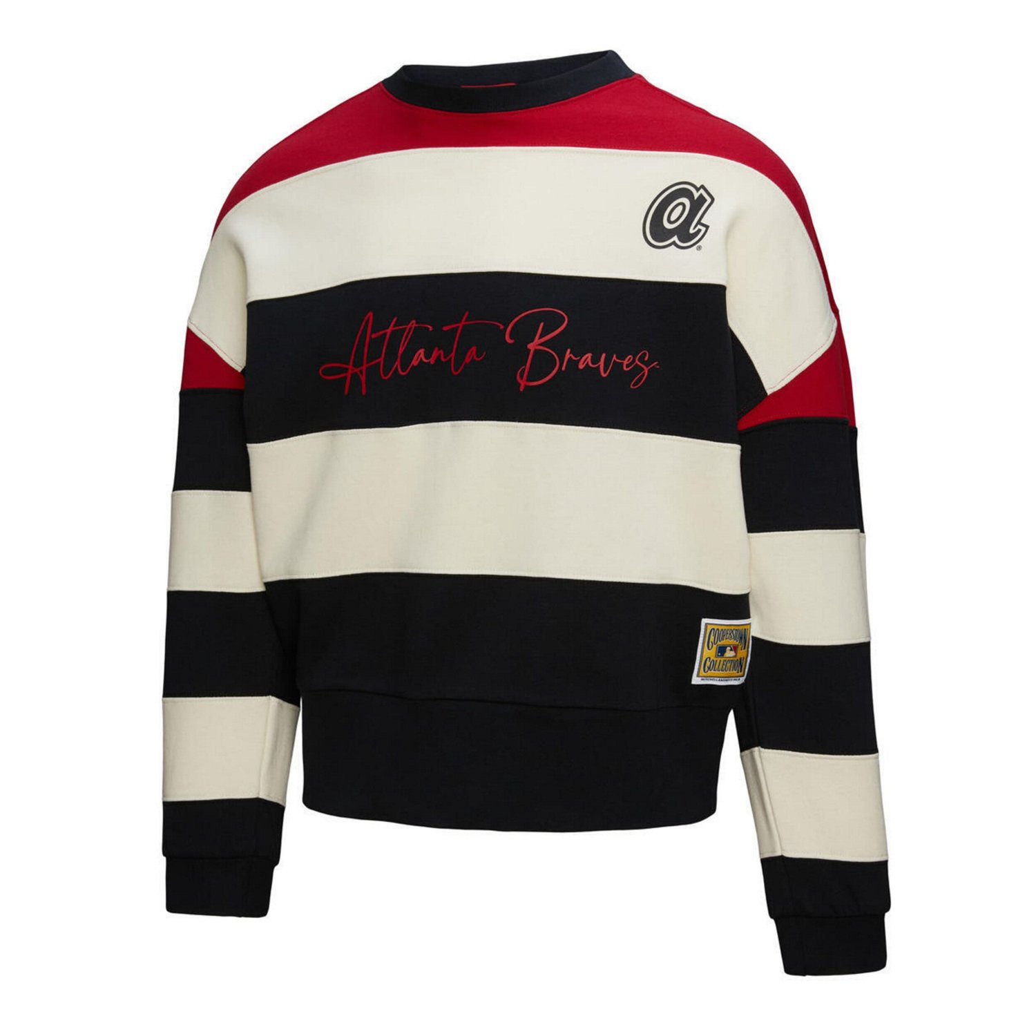 Mitchell  Ness Black Atlanta Braves Cooperstown Collection Blocked Fleece Pullover Sweatshirt - view number 2