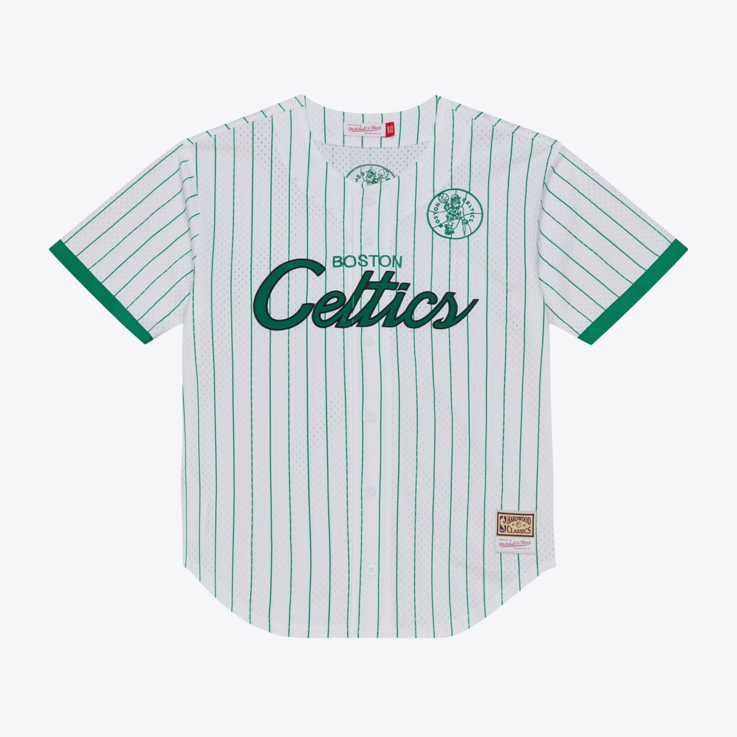Mitchell  Ness Boston Celtics Head Coach Pinstripe Mesh Full-Button Baseball Jersey