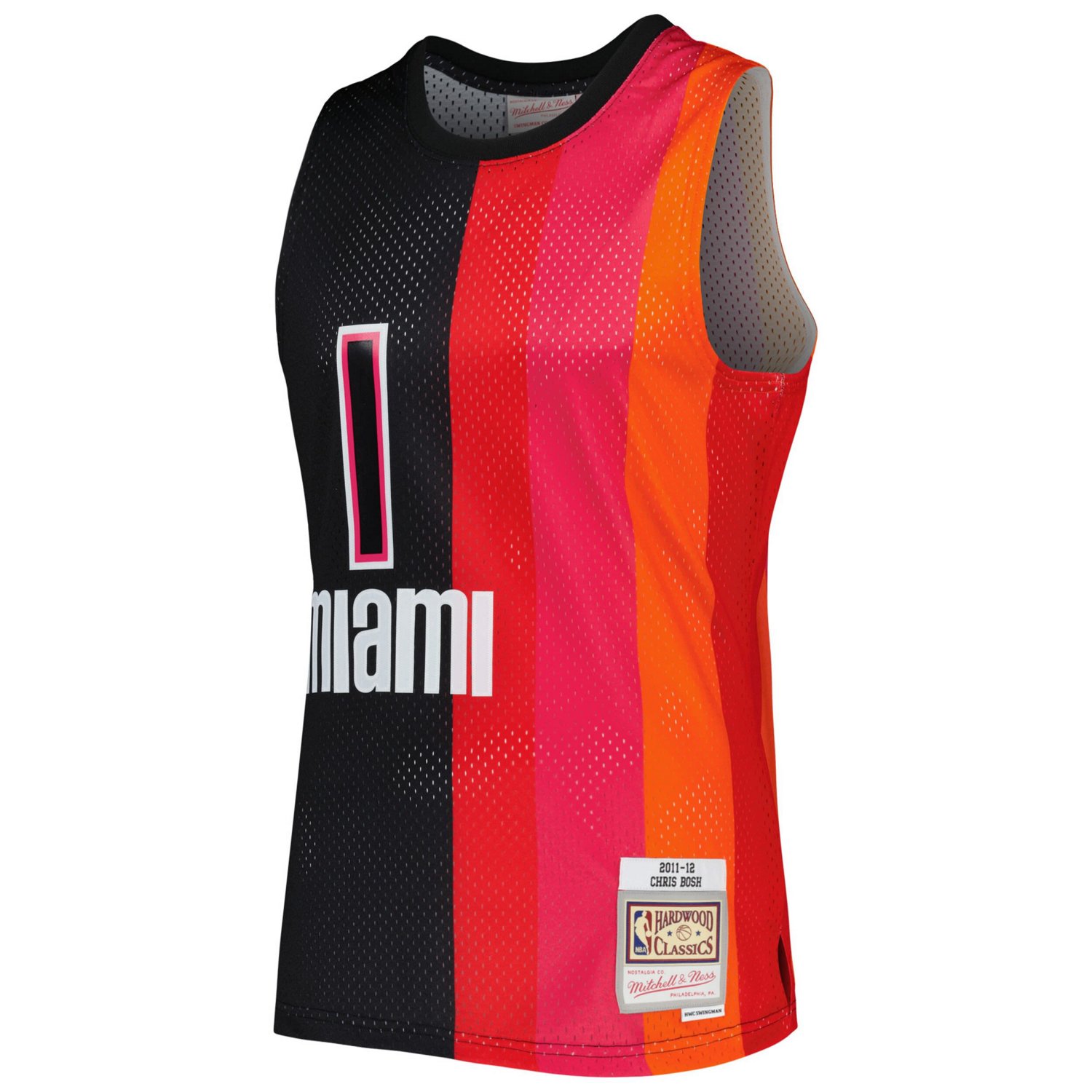 Mitchell  Ness Chris Bosh /Red Miami Heat Hardwood Classics 2011/12 Split Swingman Jersey                                        - view number 2