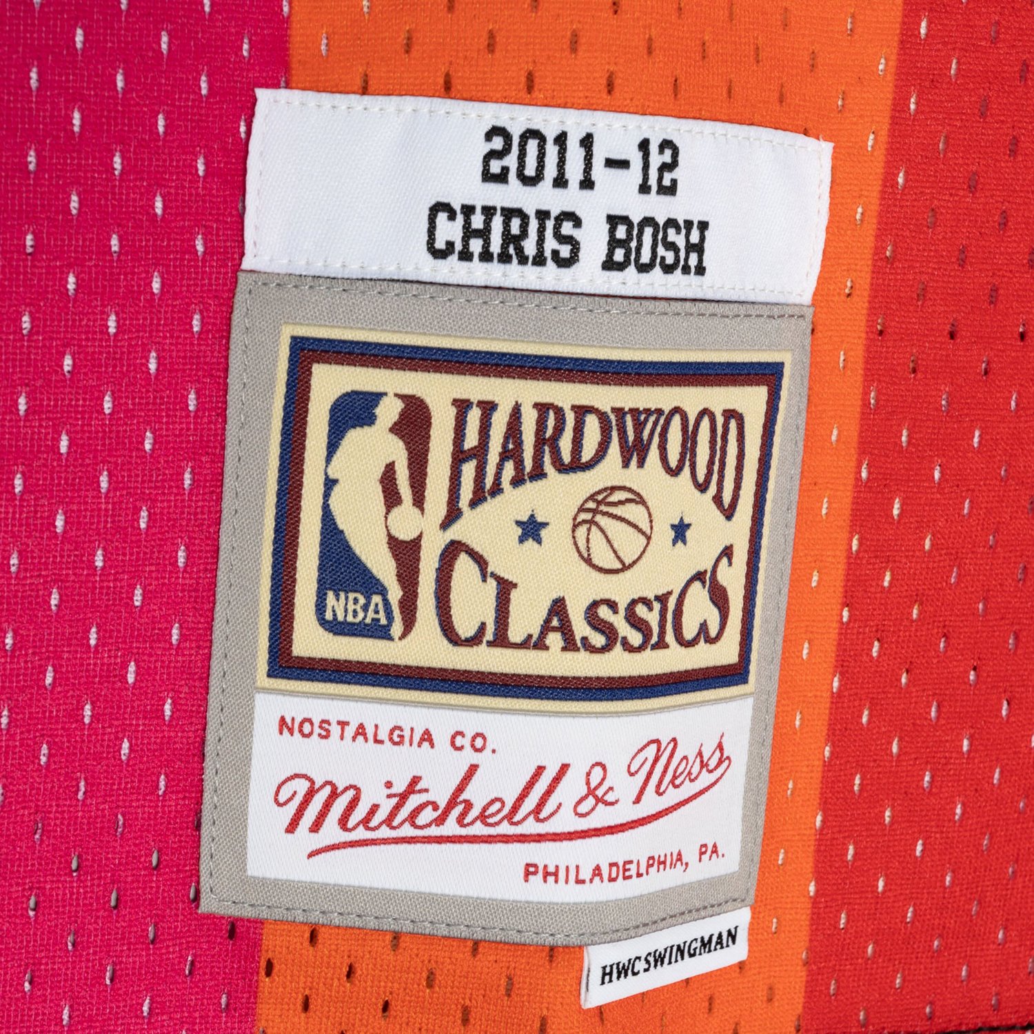 Mitchell  Ness Chris Bosh /Red Miami Heat Hardwood Classics 2011/12 Split Swingman Jersey                                        - view number 4