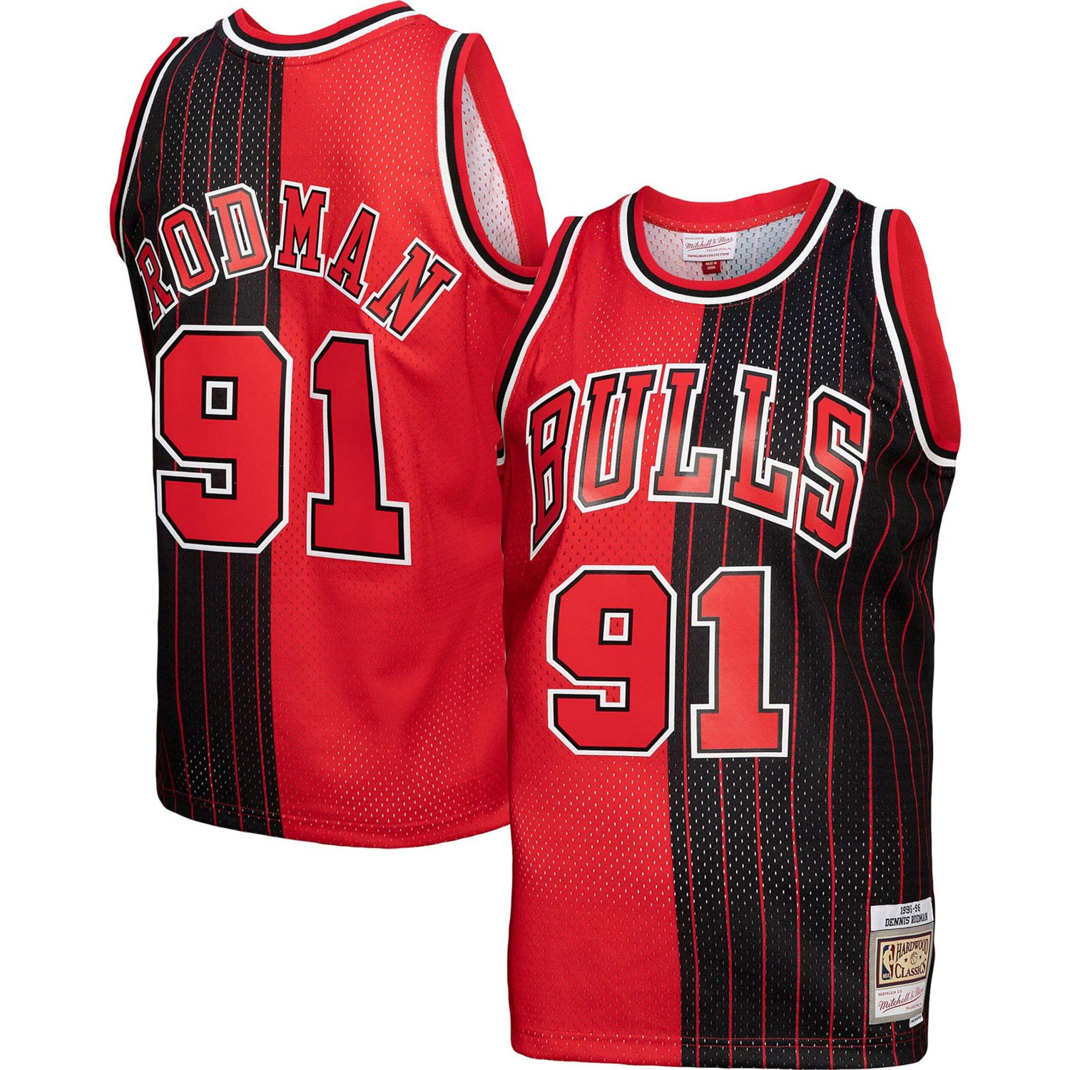 Mitchell  Ness Dennis Rodman /Black Chicago Bulls Big  Tall Hardwood Classics 1995/96 Split Swingman Jersey