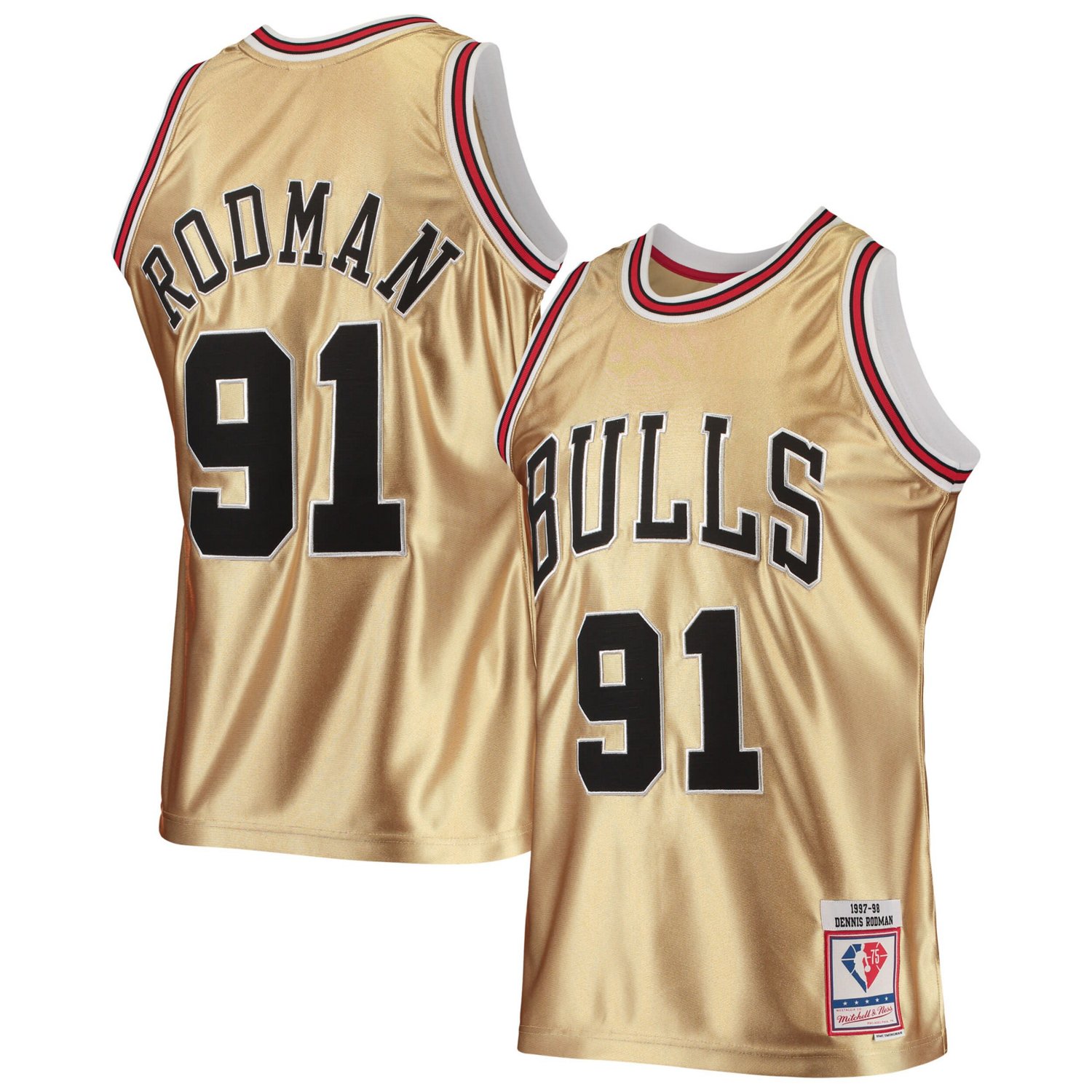 Mitchell  Ness Dennis Rodman Chicago Bulls 75th Anniversary 1997/98 Hardwood Classics Swingman Jersey                            - view number 1