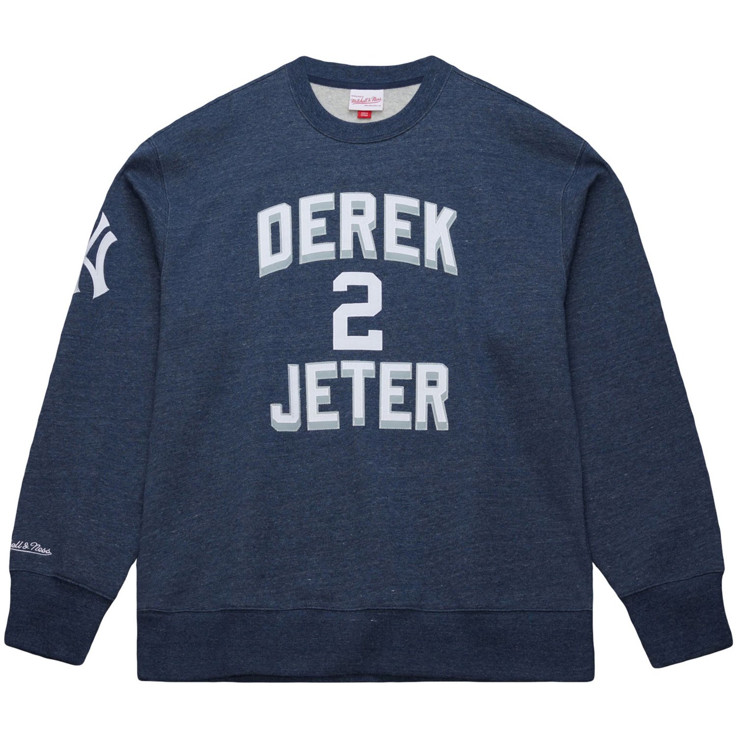 Mitchell  Ness Derek Jeter Heather New York Yankees Legends Collection Vintage Logo Fleece Name  Number Pullover Sweatshirt - view number 2