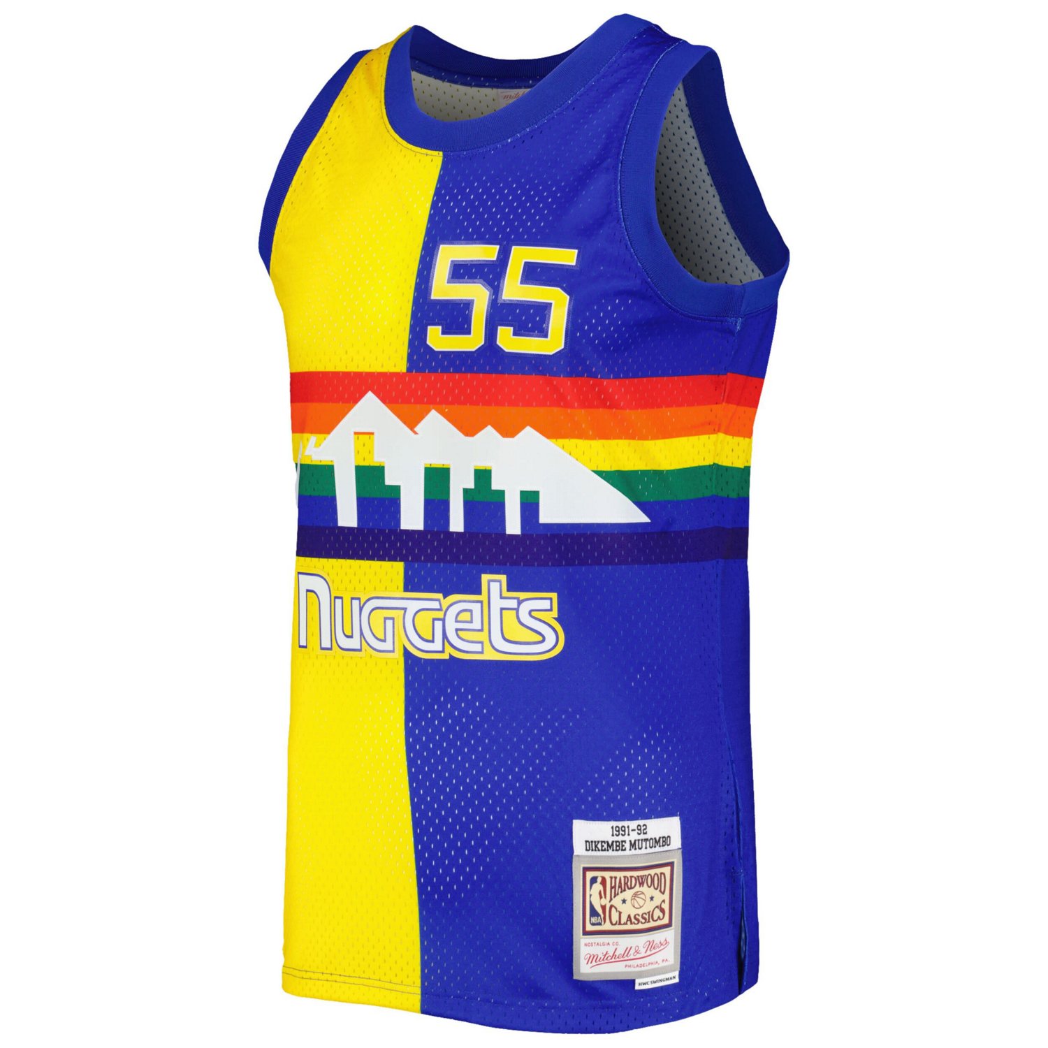Mitchell  Ness Dikembe Mutombo /Gold Denver Nuggets Hardwood Classics 1991/92 Split Swingman Jersey                              - view number 2
