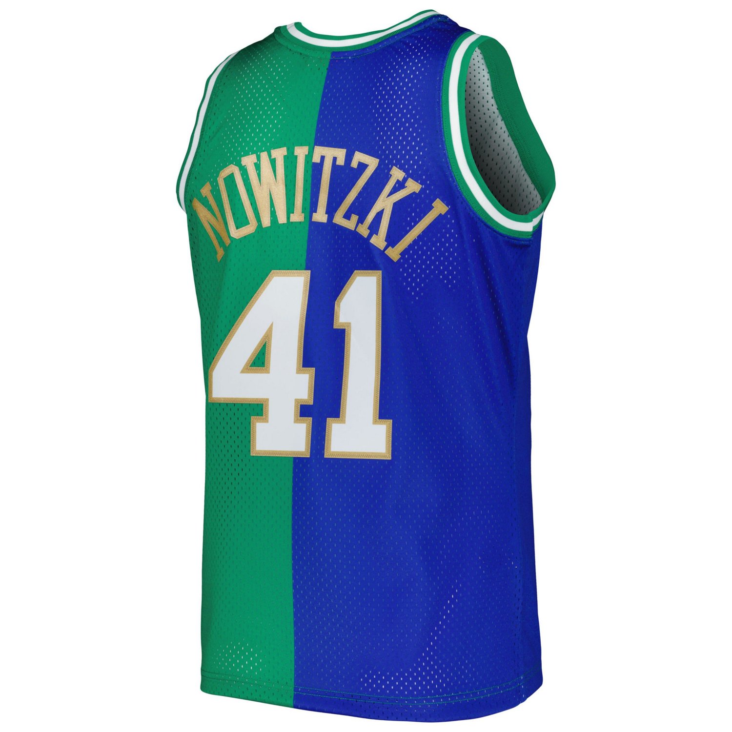 Mitchell  Ness Dirk Nowitzki Green Dallas Mavericks Hardwood Classics 1998 2019 Split Swingman Jersey                            - view number 3