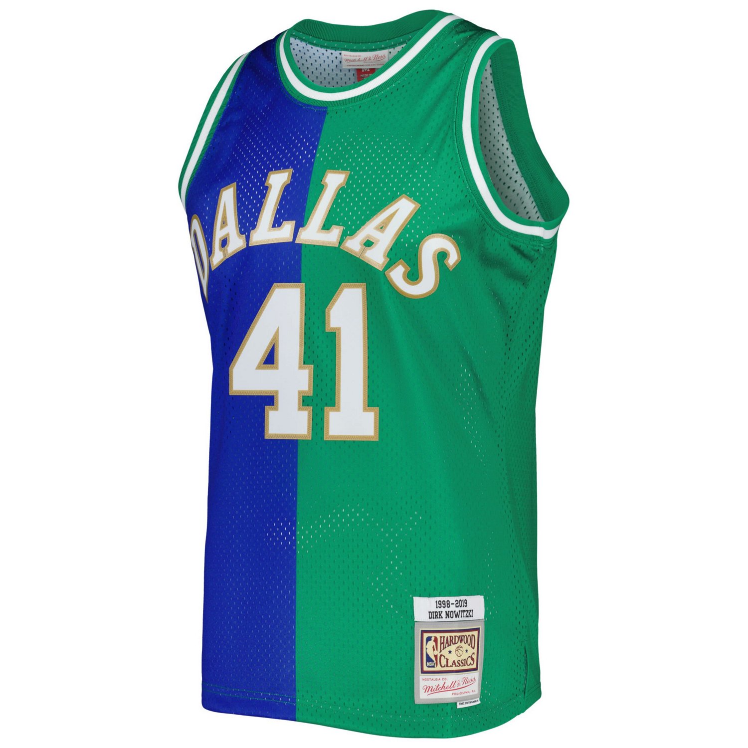 Mitchell  Ness Dirk Nowitzki Green Dallas Mavericks Hardwood Classics 1998 2019 Split Swingman Jersey                            - view number 2