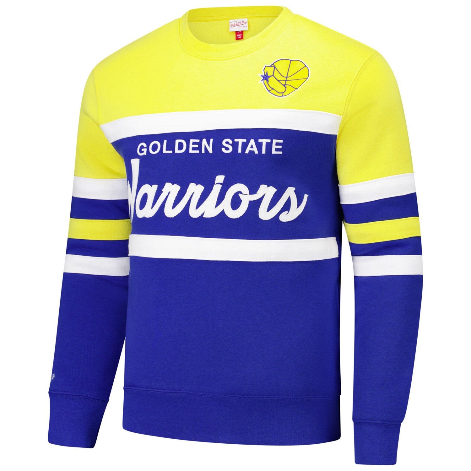 Mitchell  Ness Gold Golden State Warriors Hardwood Classics Vintage Logo Head Coach Pullover Sweatshirt - view number 2