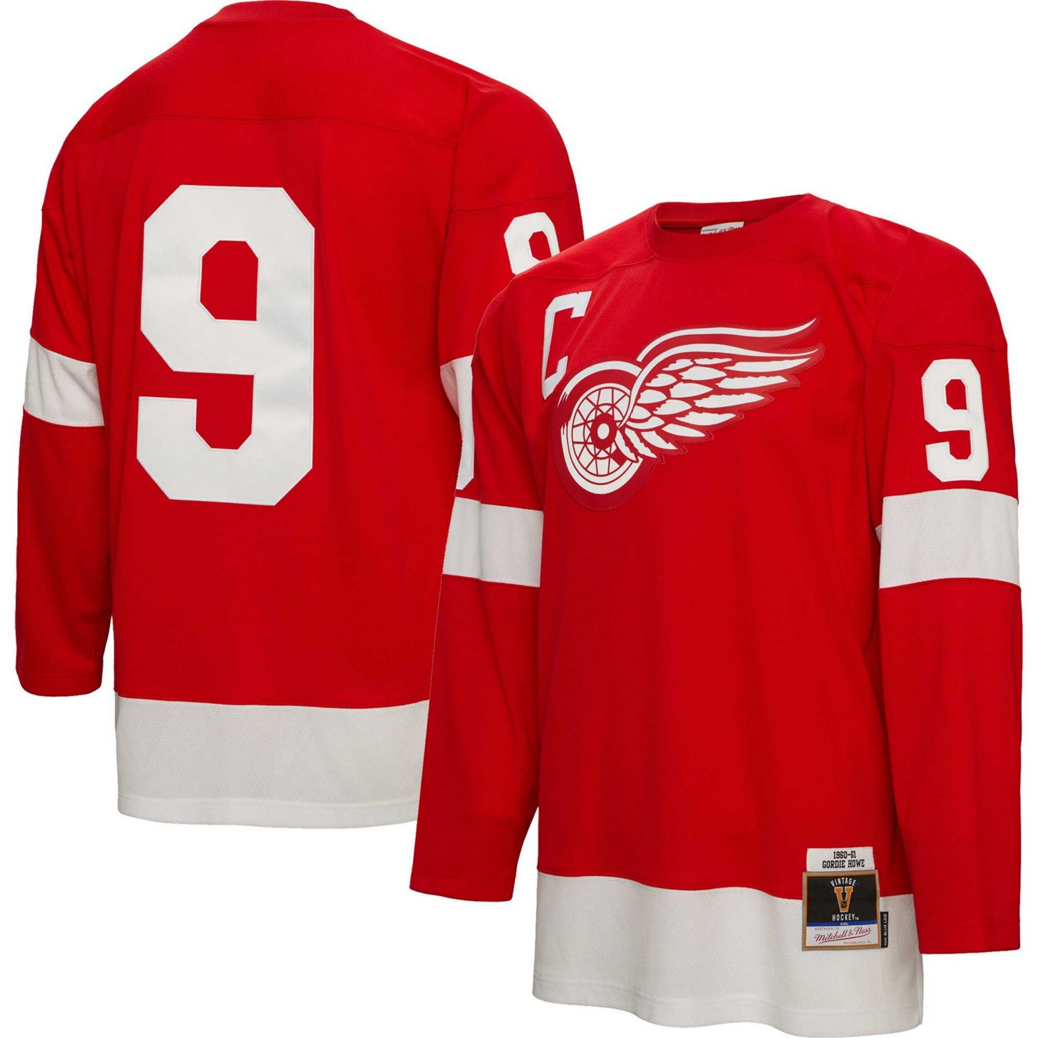 Mitchell  Ness Gordie Howe Detroit Wings Big  Tall 1960 Captain Patch Blue Line Player Jersey